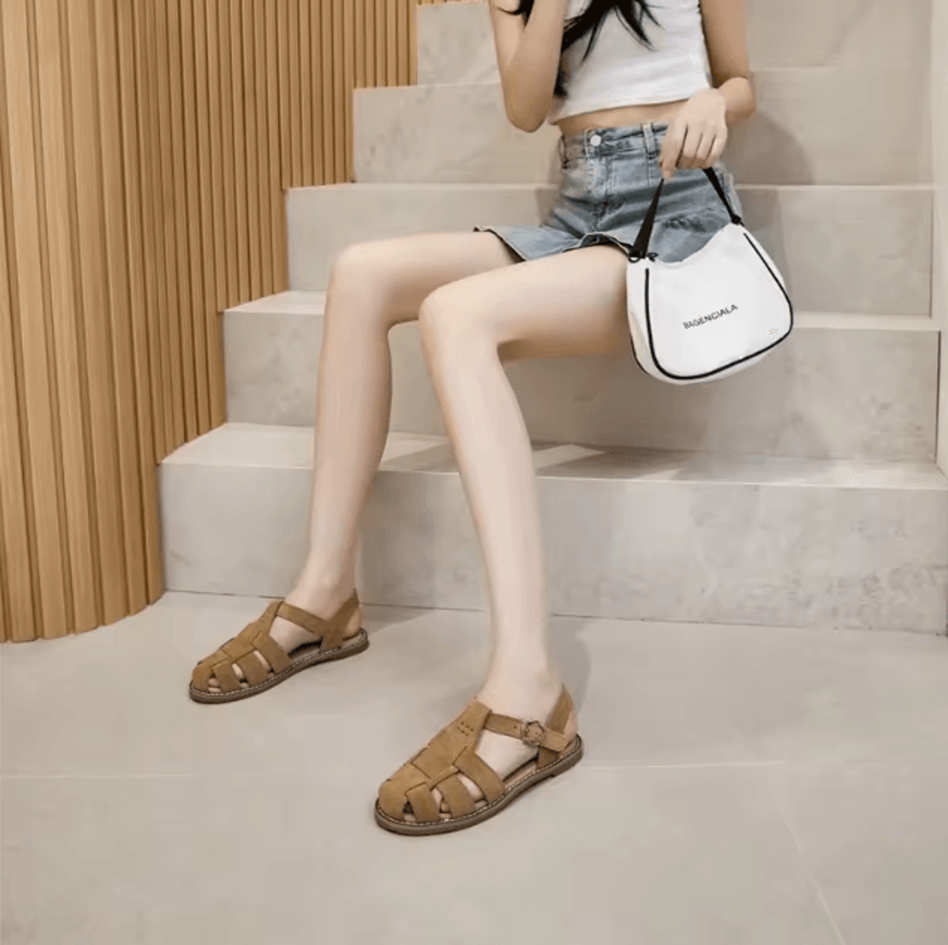 Retro Genuine Leather Hollow Cage Sandals For Women 5