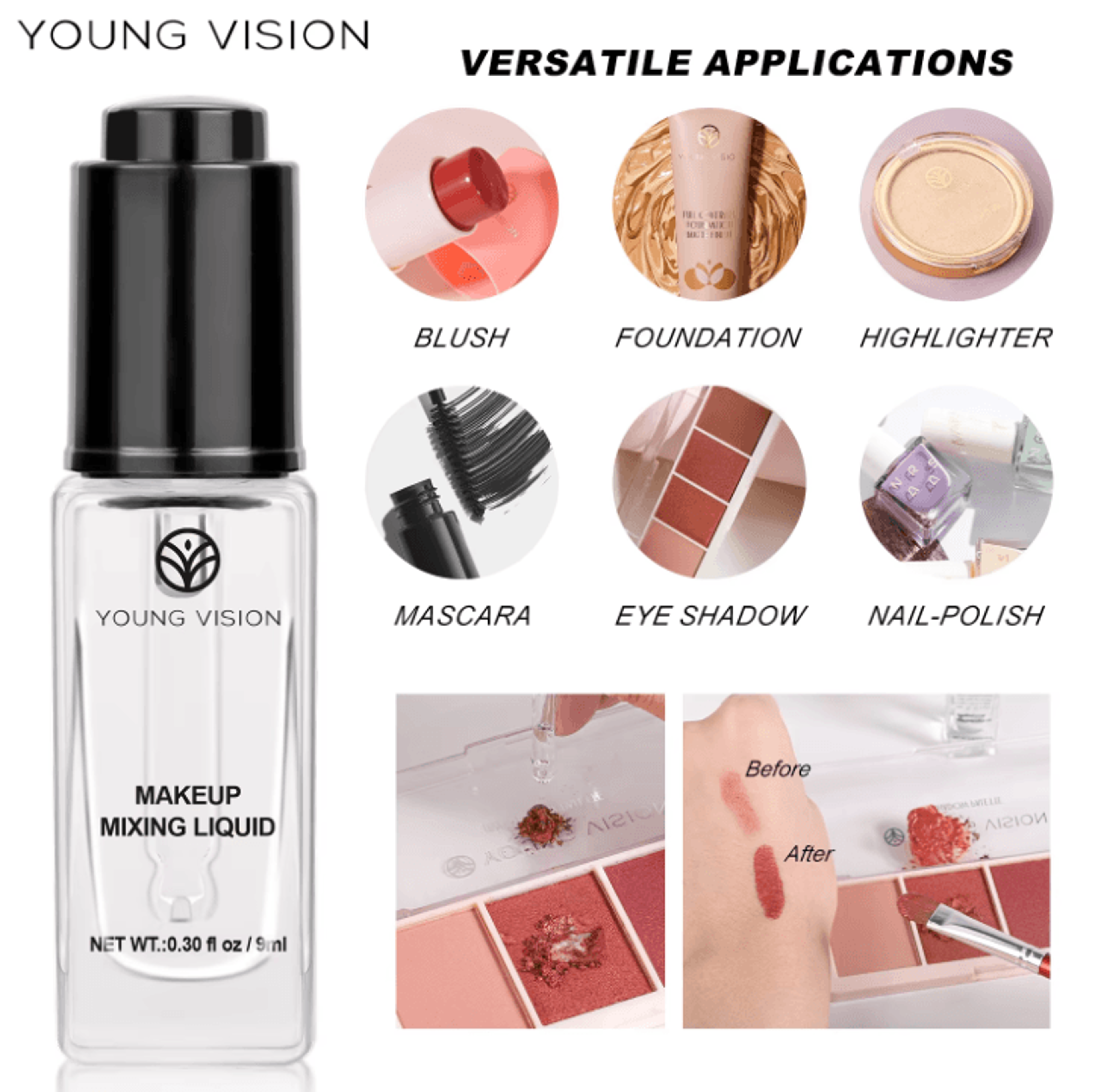 YOUNG VISION Makeup Mixing Liquid  MultiUse Cosmetic Mixing Essence For Eyeliner Eyeshadow  Pigment 0