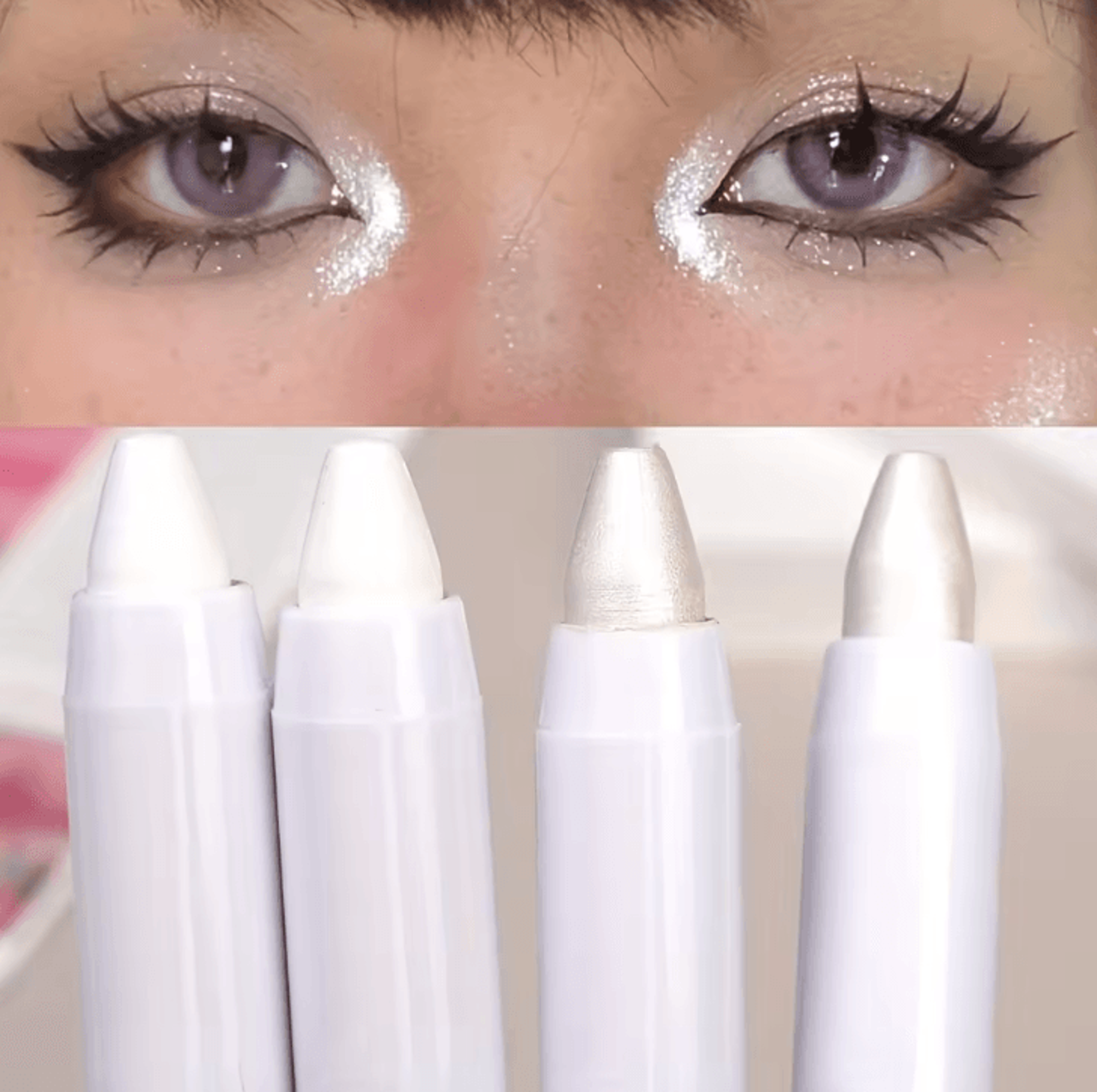 Shimmering White Highlight Stick  Glitter Eyeshadow Pencil For Bright Radiant Eyes 0