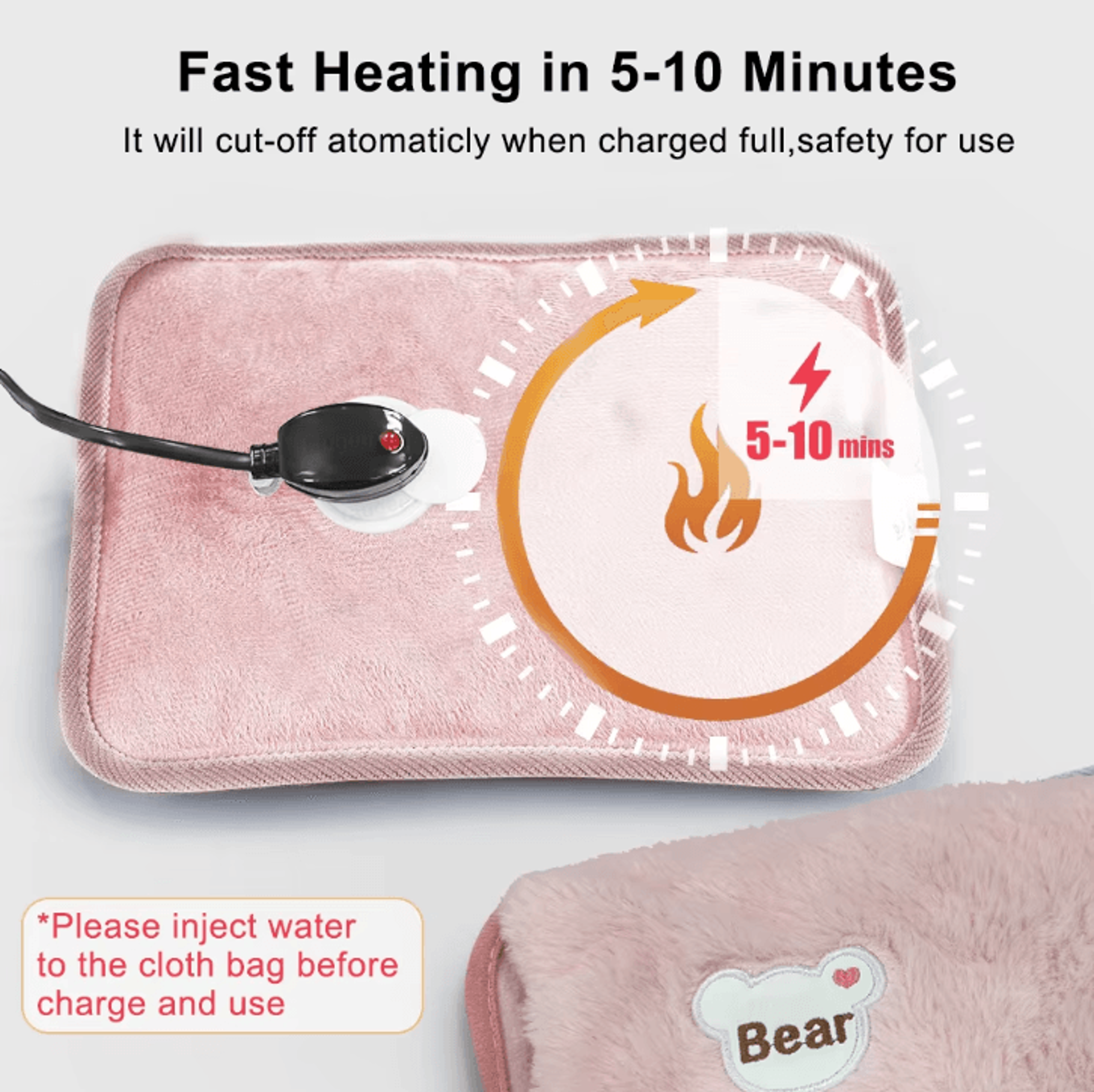 Rechargeable Electric Hot Water Bag  Soft Portable Hand Warmer Heater For Winter Comfort 4