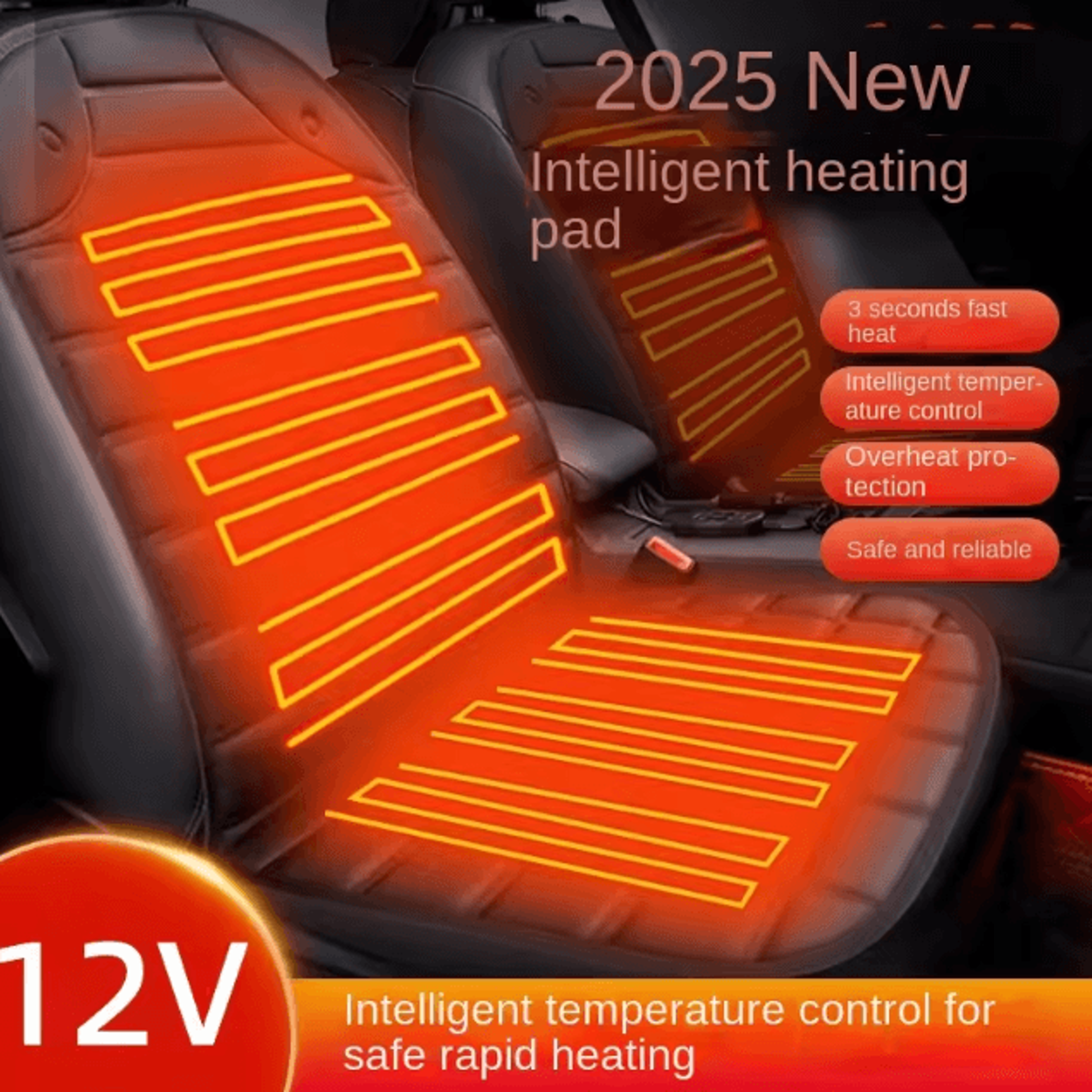 12V Electric Car Heated Seat Cushion  Quick Heating Winter Seat Warmer For Vehicles 1