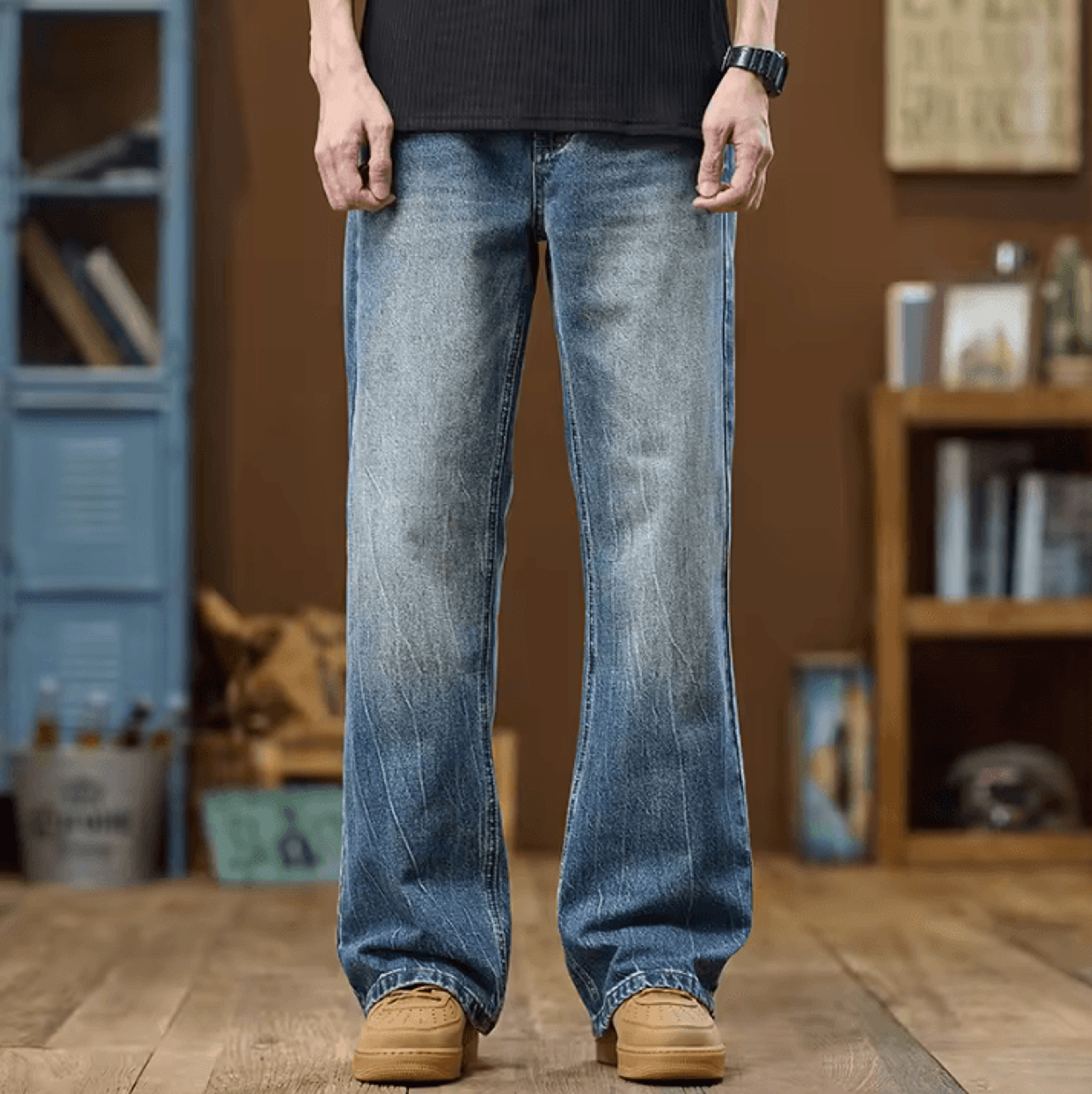 KSTUN Mens Bootcut Flared Jeans  American Style Bell Bottom Denim Pants For Streetwear 1