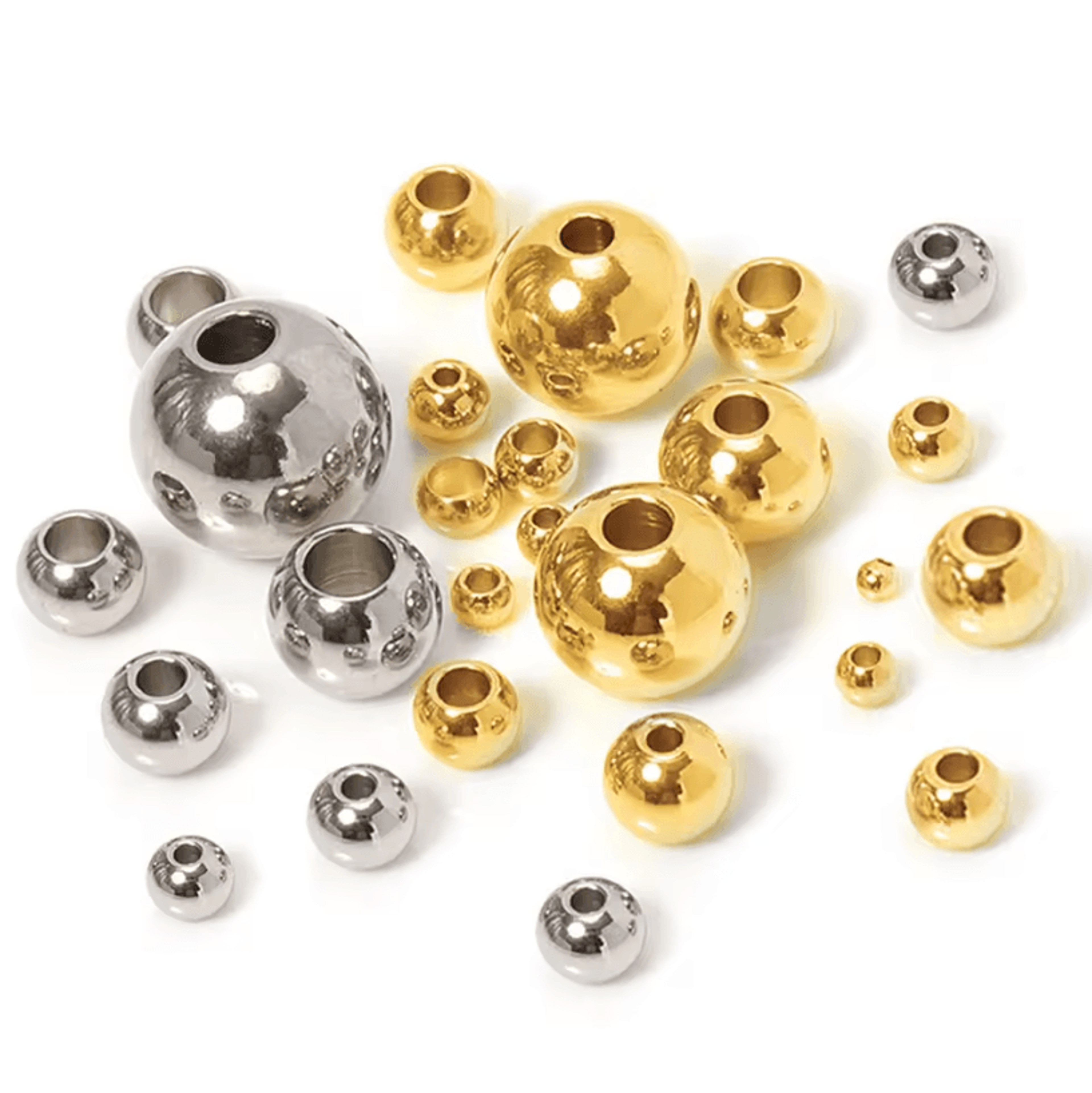 100PCS Gold Stainless Steel Spacer Beads  Round Jewelry Spacer Beads For DIY Jewelry Making 0