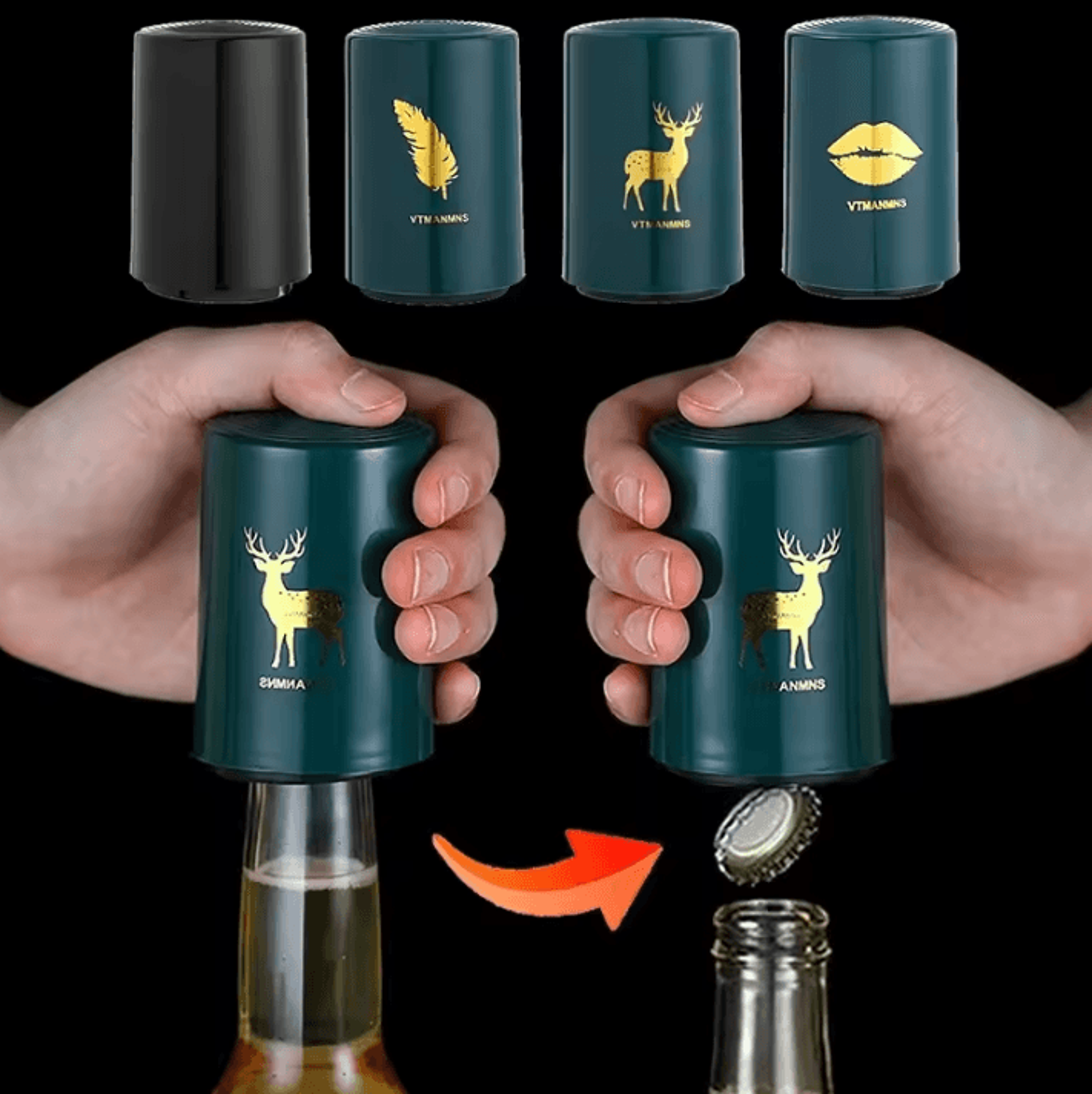 QuickPop Automatic Beer Bottle Opener  Stainless Steel Magnetic Bottle Opener With OnePress Cap Rel 0
