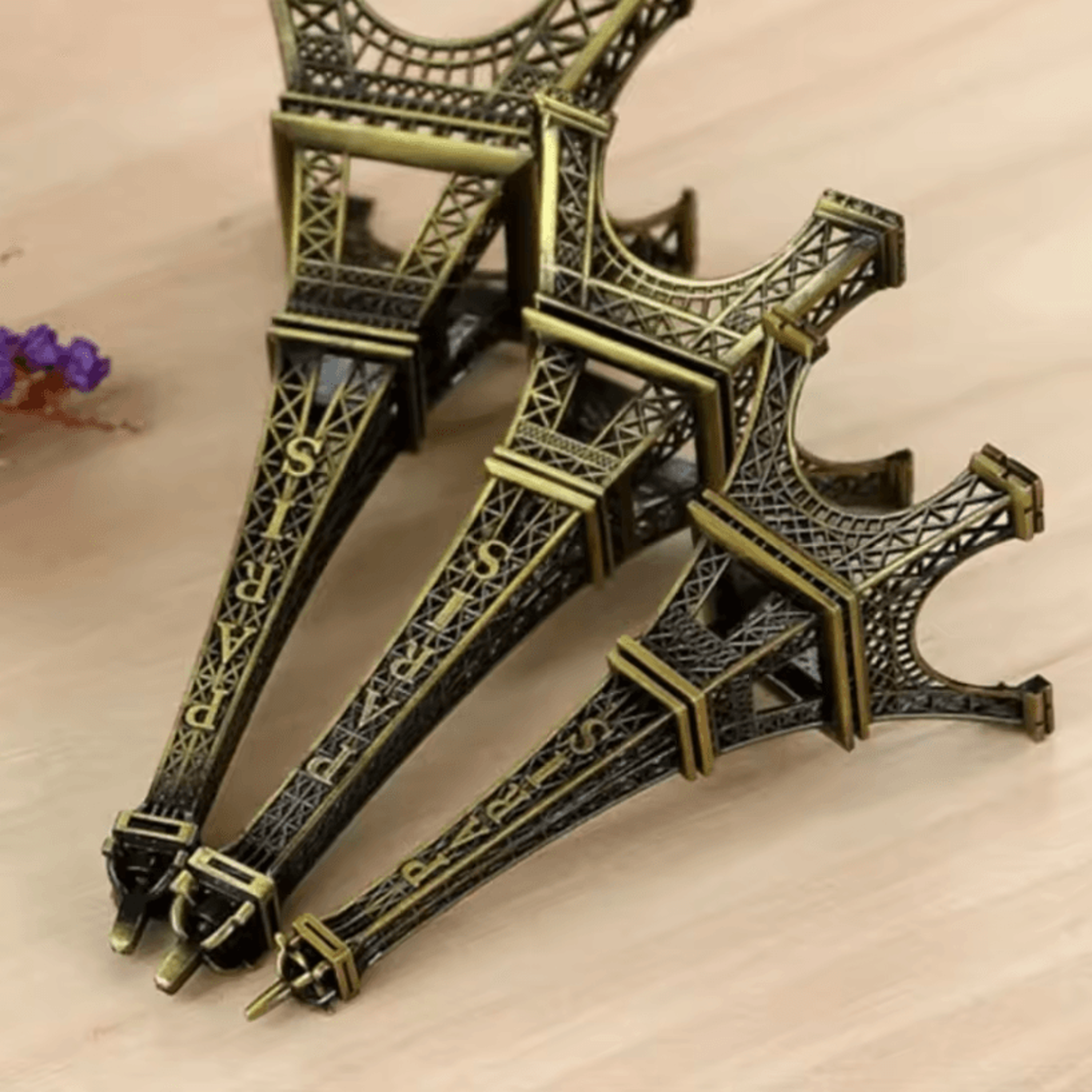Vintage Bronze Eiffel Tower Statue  Metal Paris Landmark Decorative Collectible 2