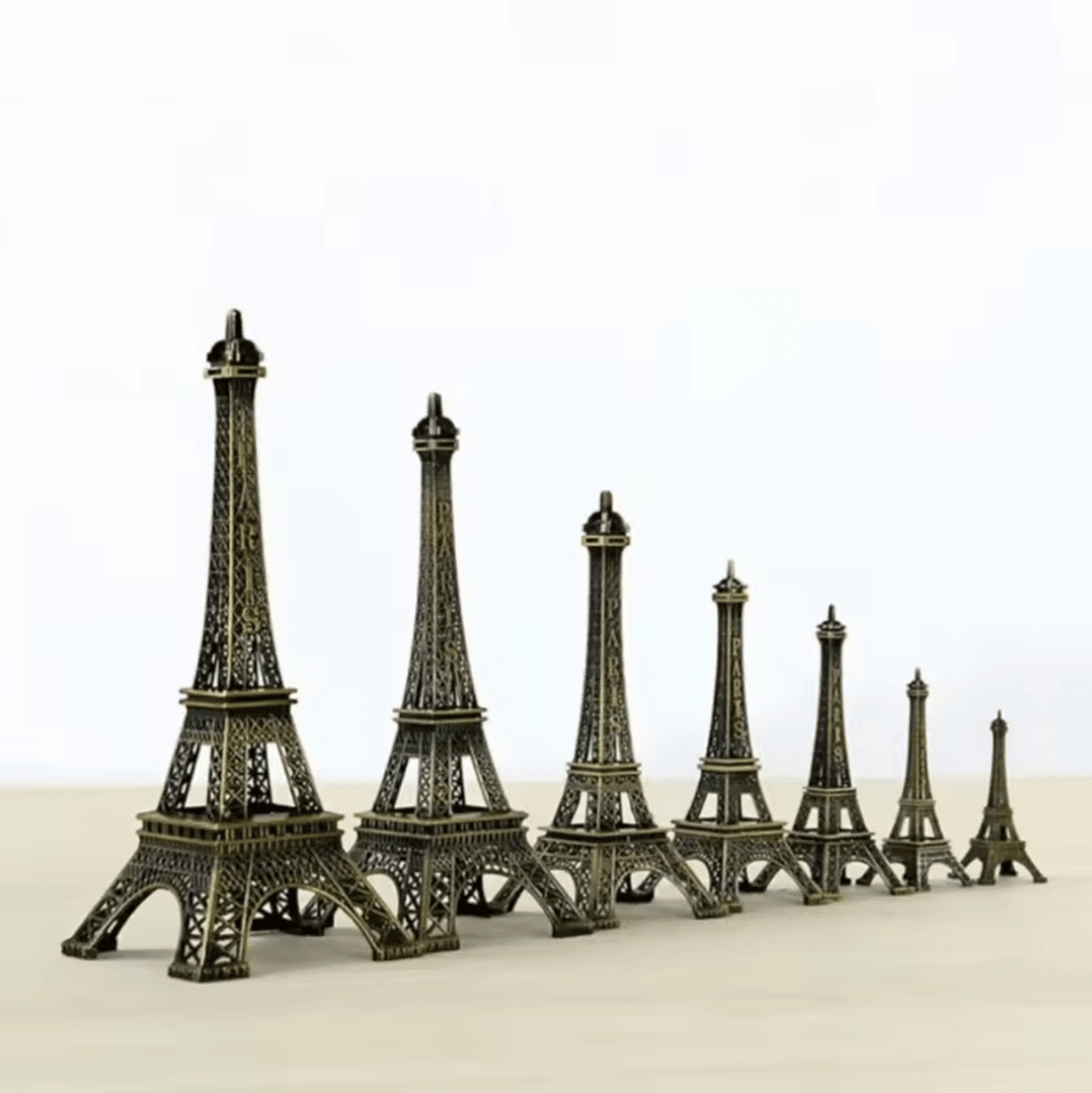 Vintage Bronze Eiffel Tower Statue  Metal Paris Landmark Decorative Collectible 3
