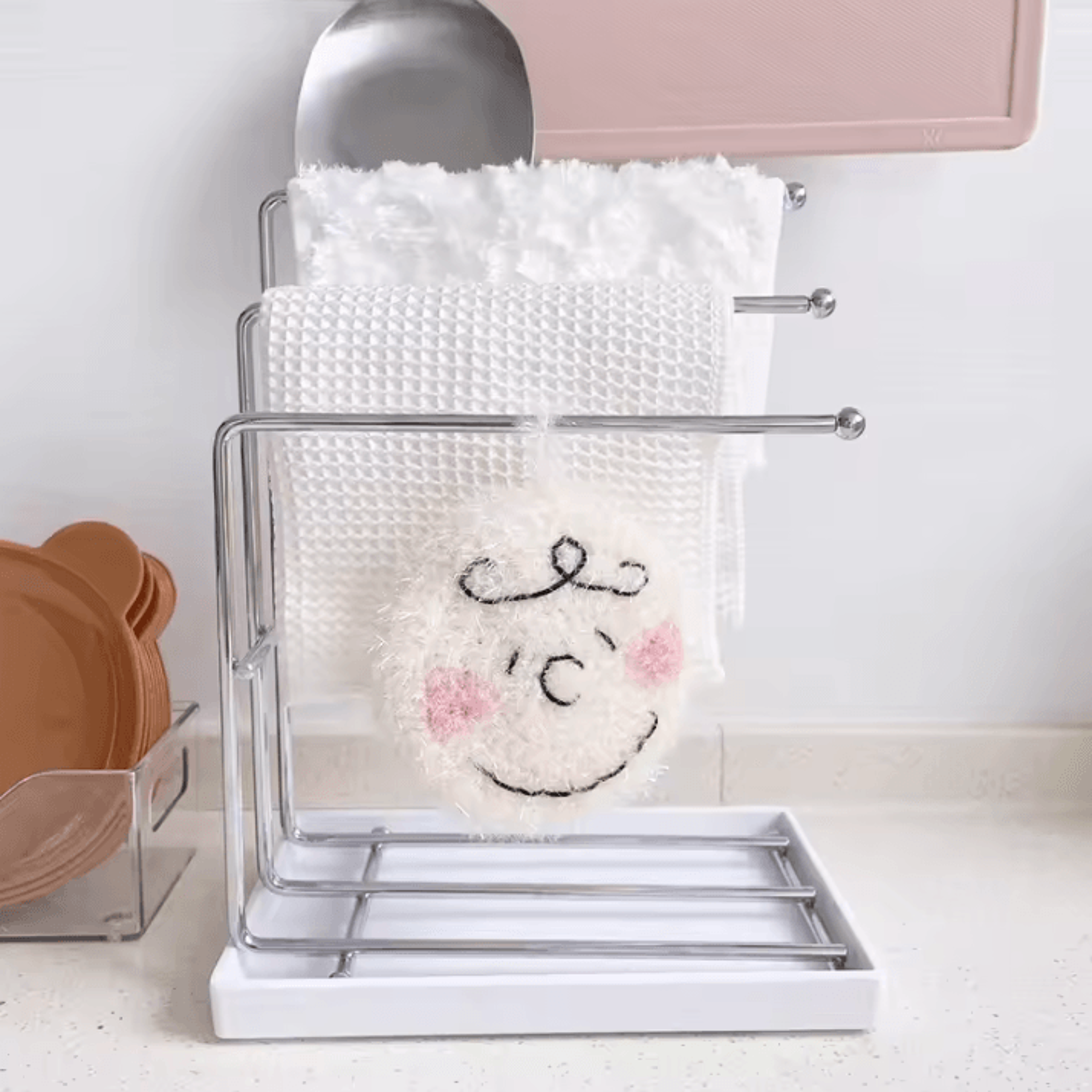 Drain Rag Rack Kitchen Supplies Storage Rack Household Countertop Storage Artifact Dishcloth Sponge 3
