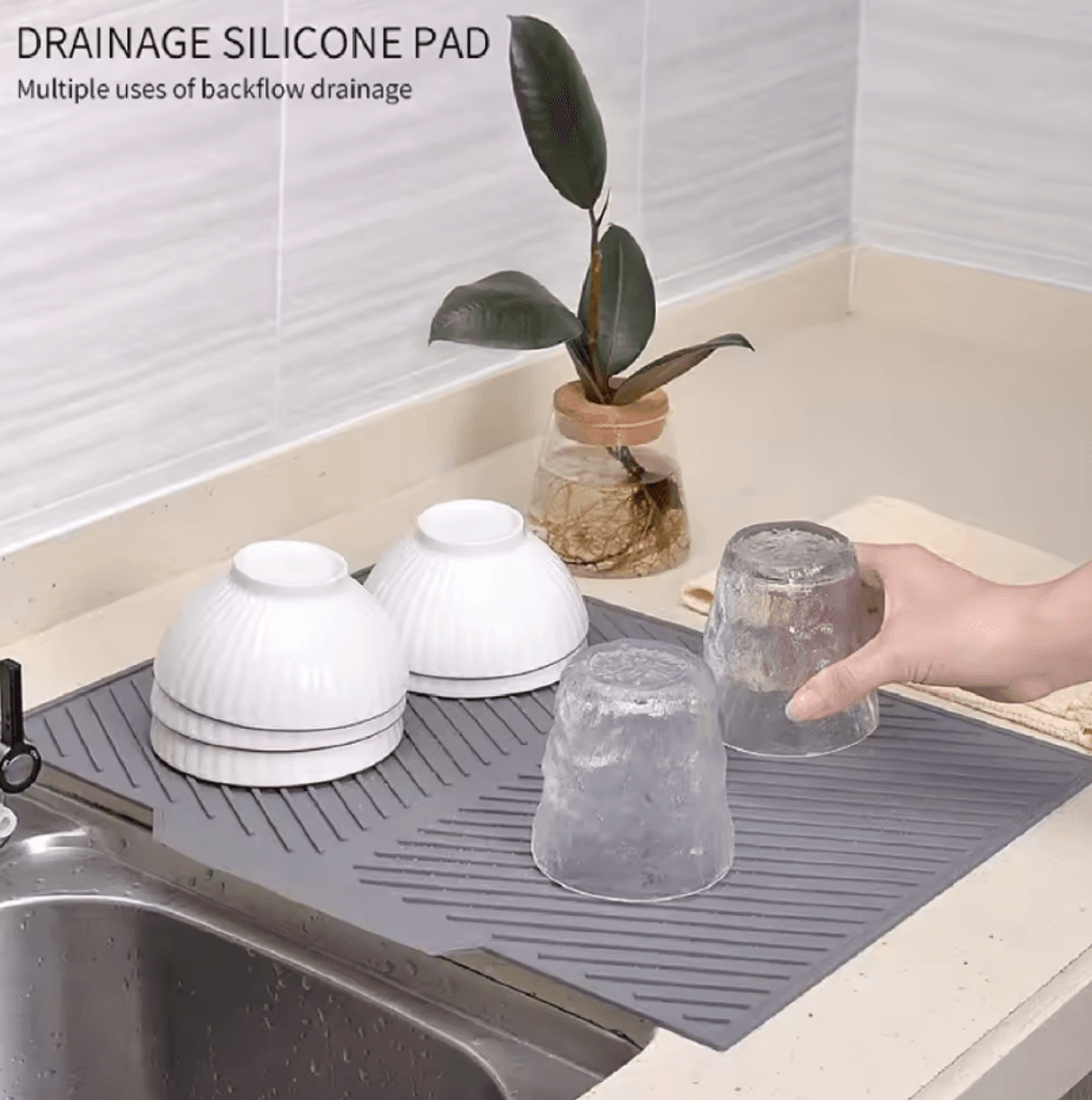 MultiPurpose Silicone Drain Mat  NonSlip Bar  Sink Drying Mat For Kitchen And Bathroom Use 1