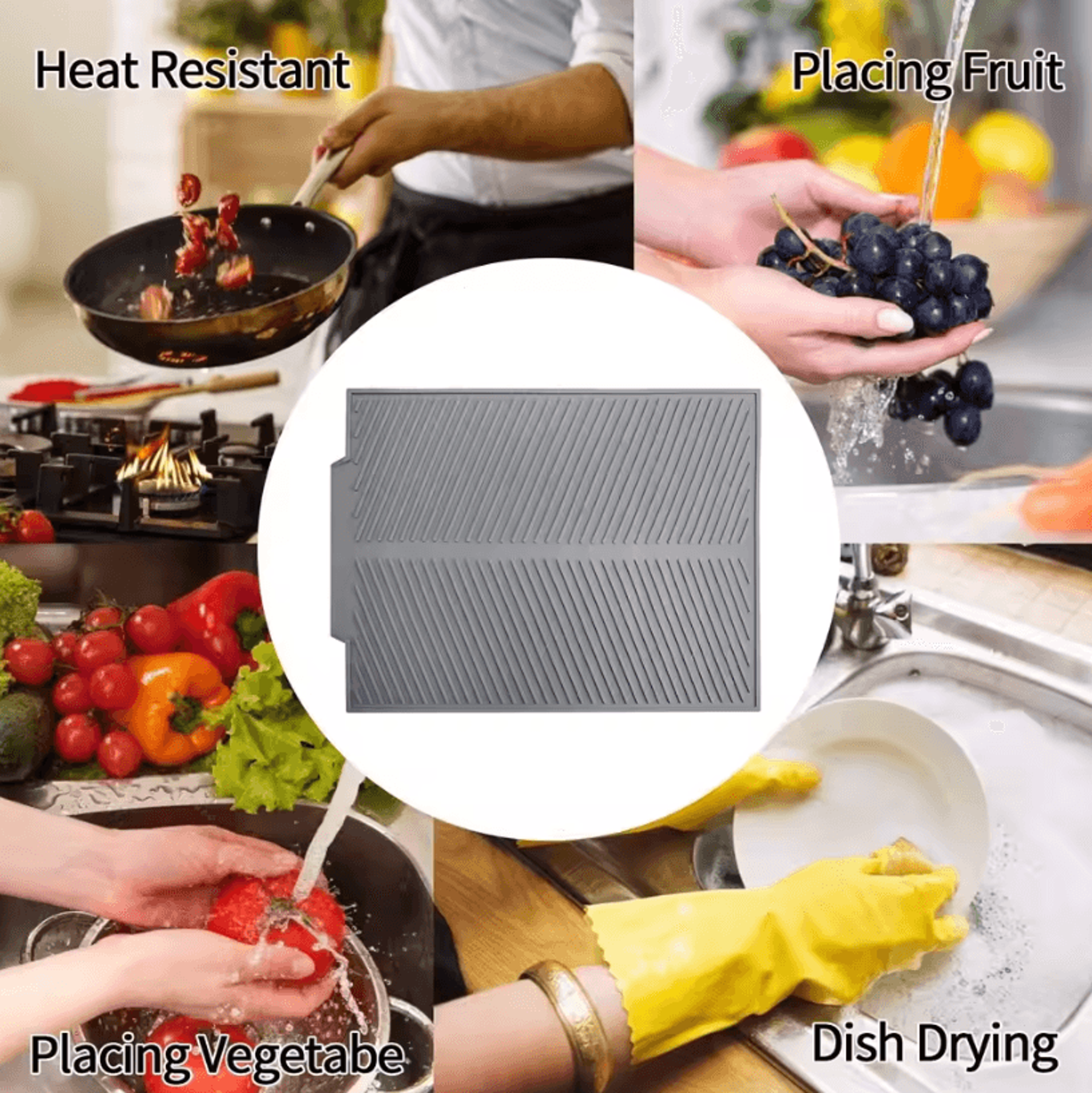MultiPurpose Silicone Drain Mat  NonSlip Bar  Sink Drying Mat For Kitchen And Bathroom Use 4