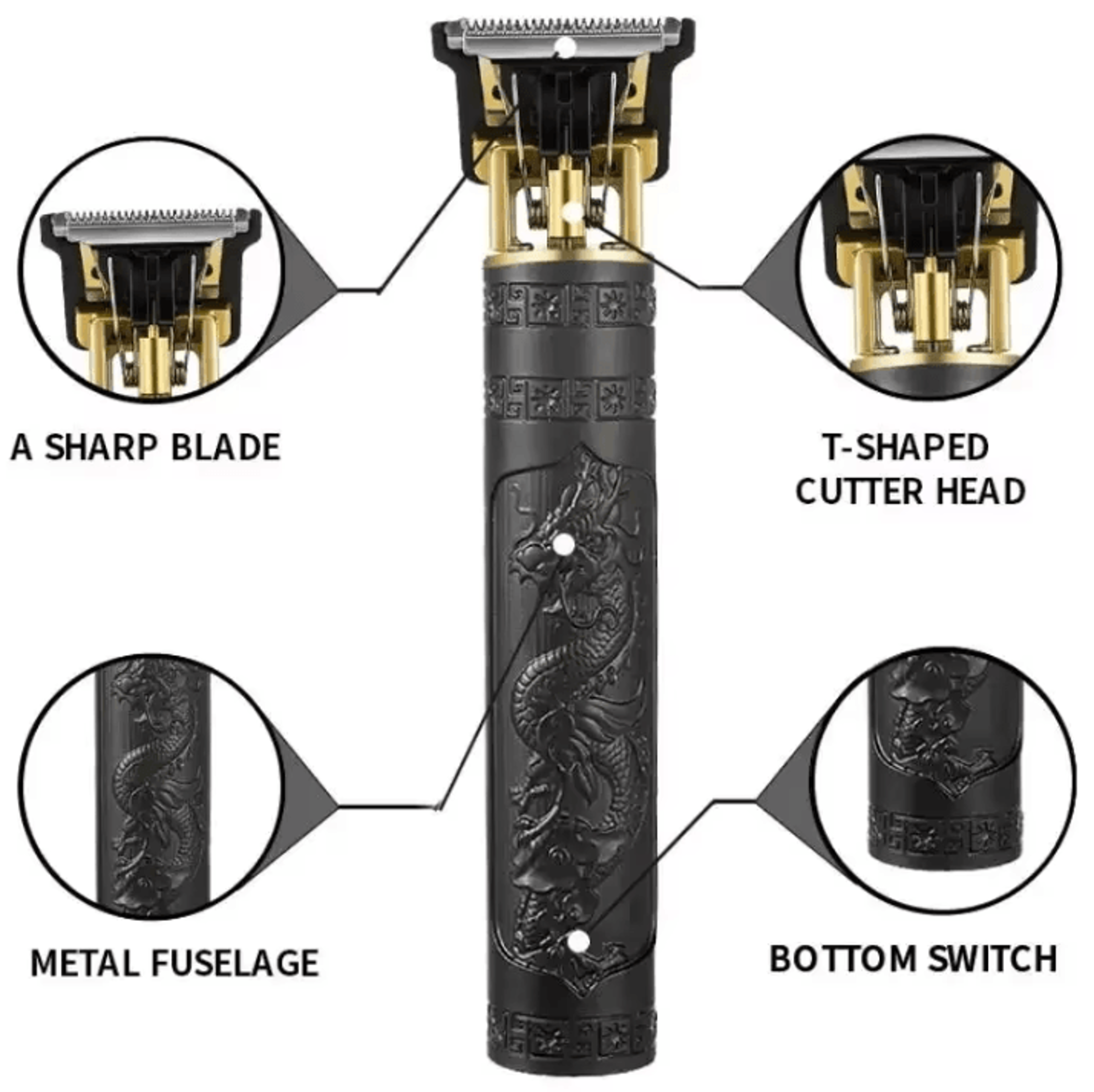 Vintage Dragon Rechargeable Hair Clipper  USB Cordless Barber Trimmer For Men 1