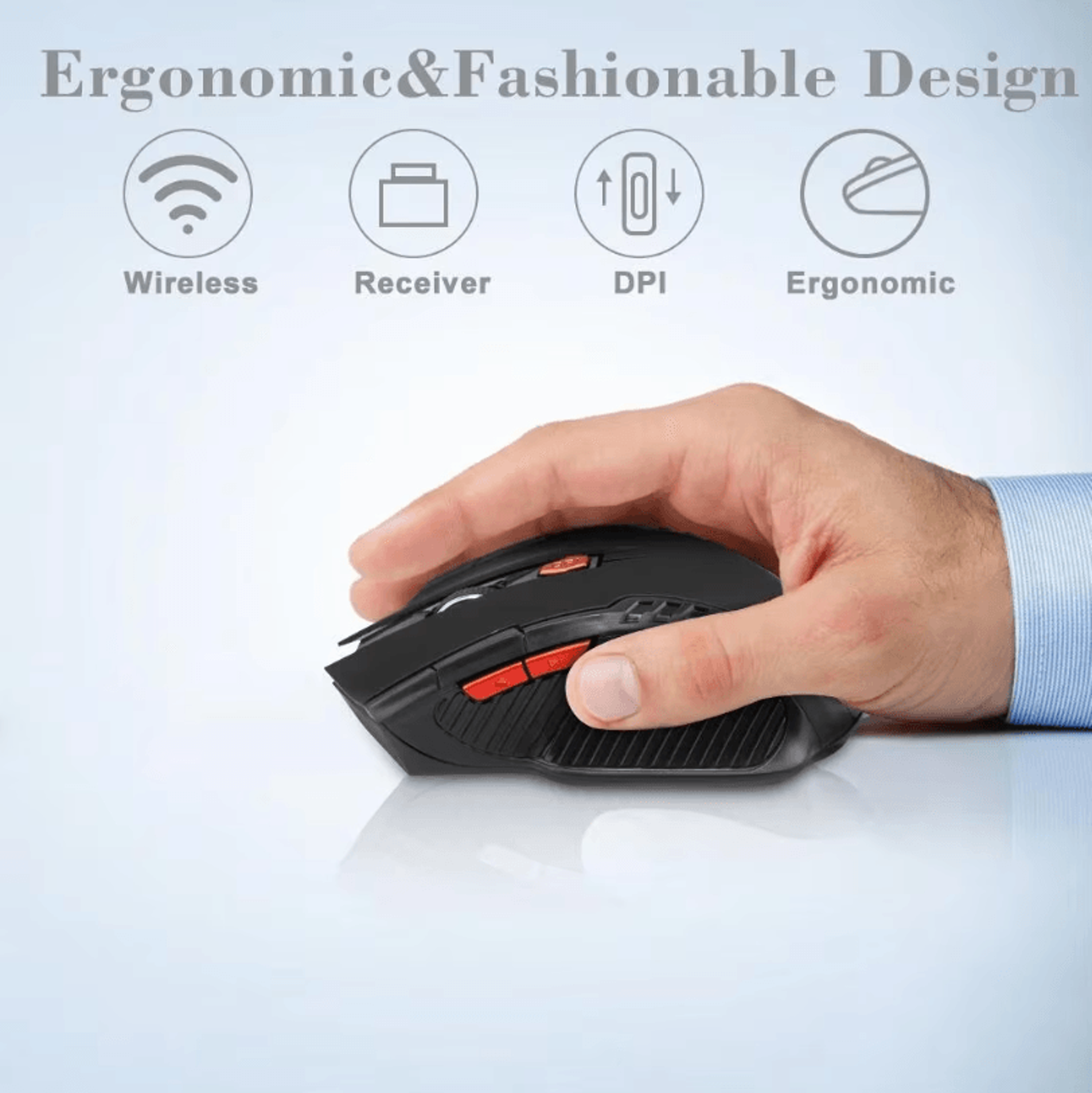 24G Wireless Gaming Mouse  1600 DPI Optical 6Button USB Receiver Mouse For PC  Laptop 0