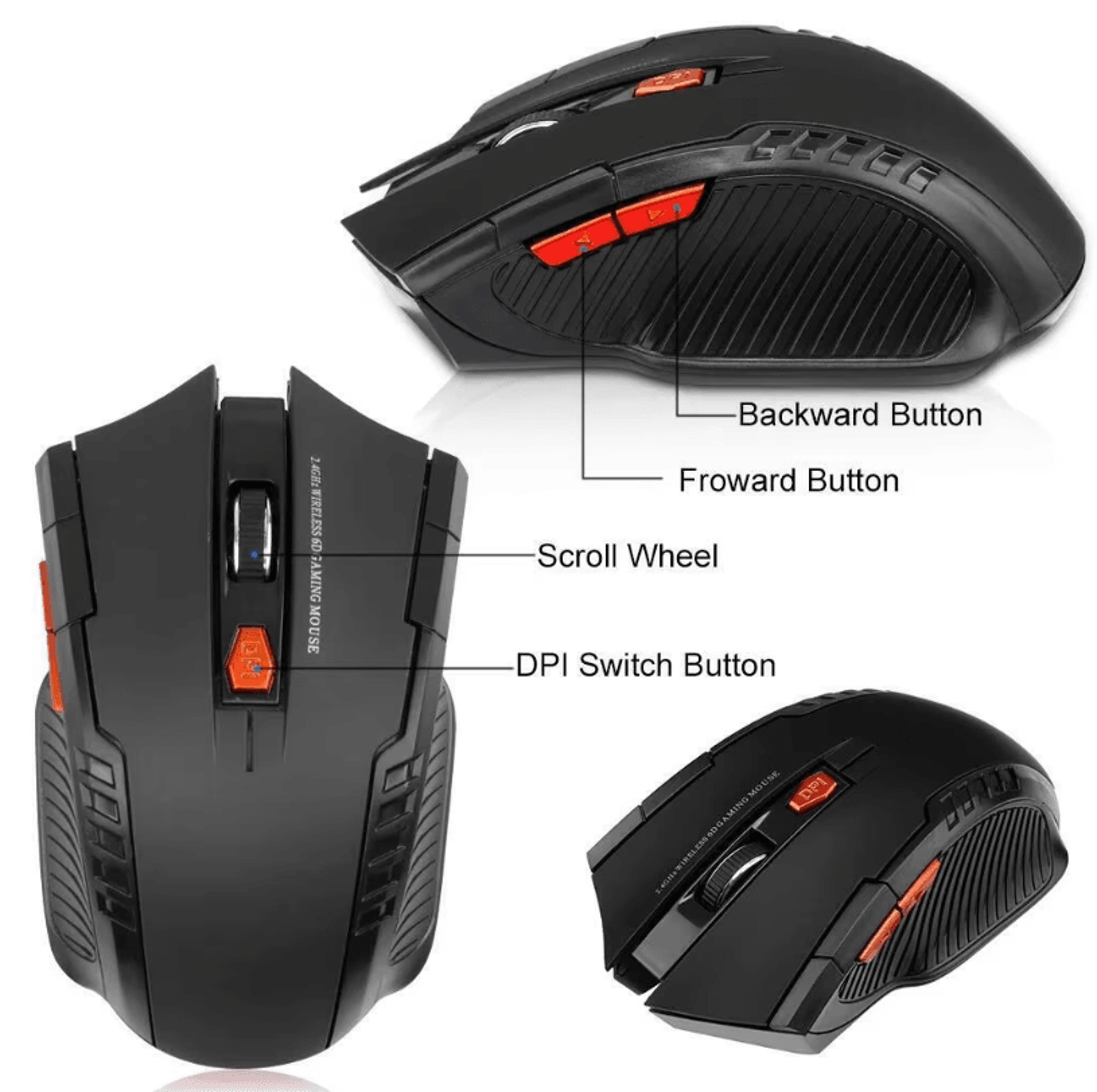 24G Wireless Gaming Mouse  1600 DPI Optical 6Button USB Receiver Mouse For PC  Laptop 1