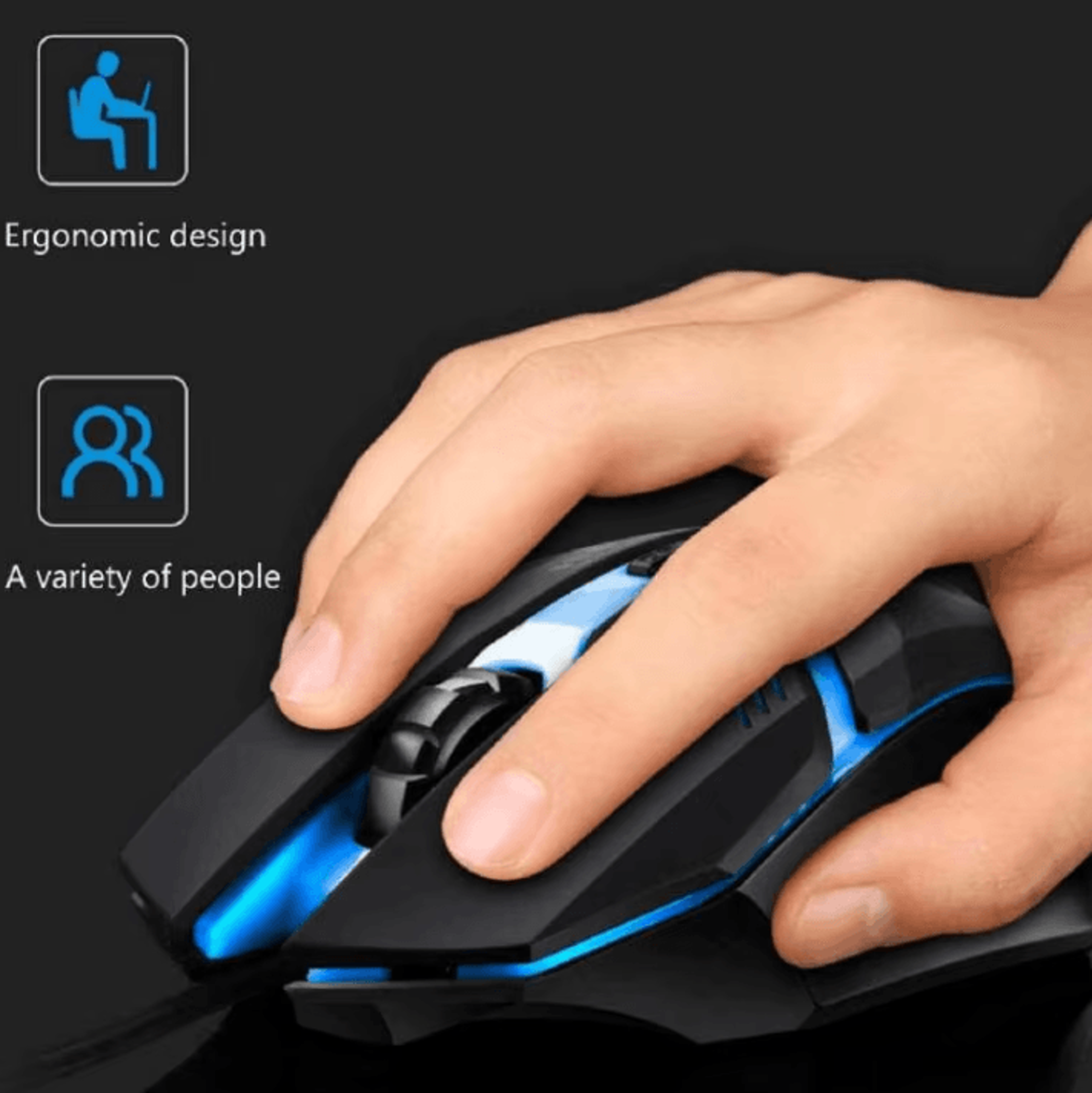 Ergonomic Wired Gaming Mouse  RGB Backlit USB Mouse With Precision Control For PC  Laptop 3
