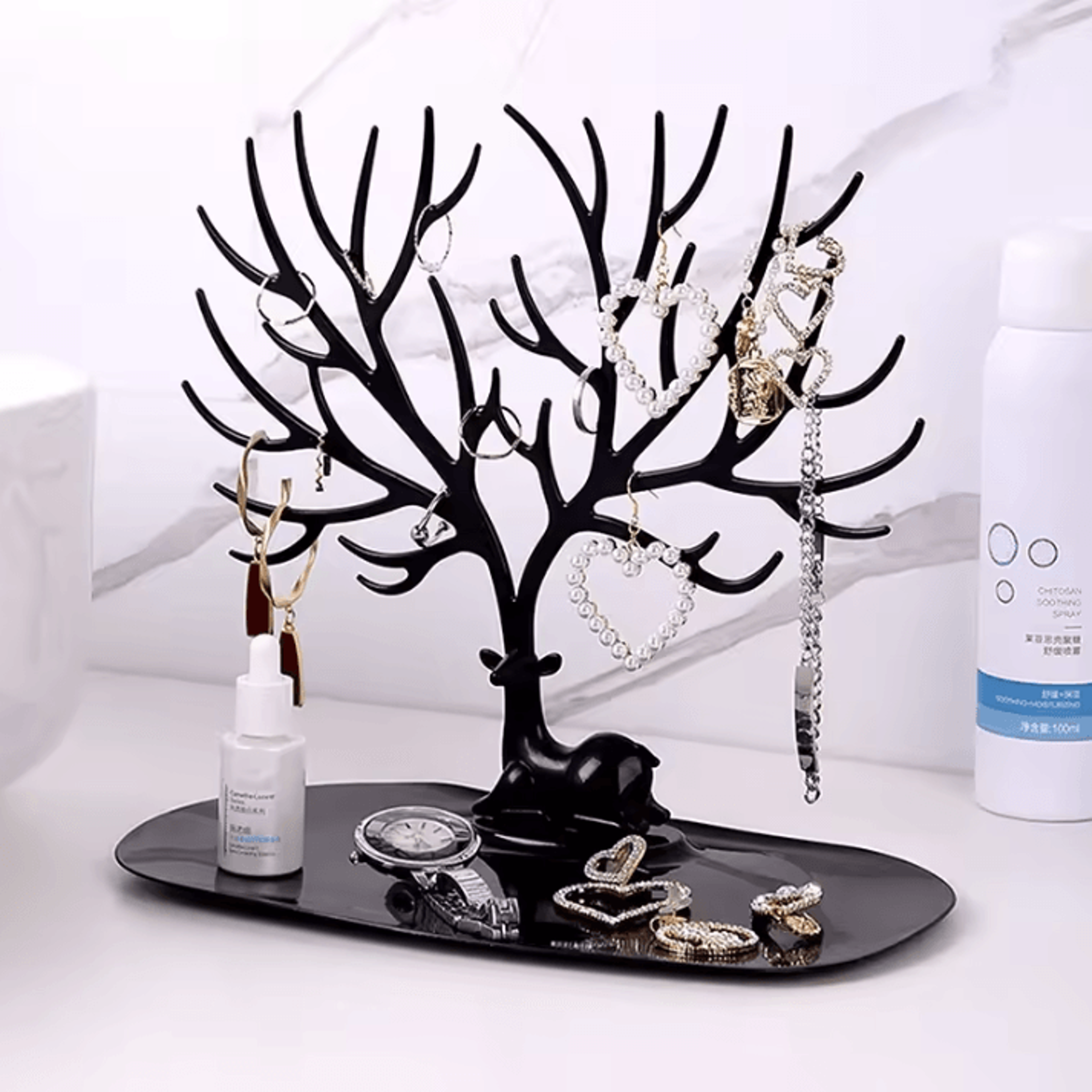 Jewelry Organizer Stand Tree With Tray Multi Storage Holder For Earrings Necklaces Rings 6