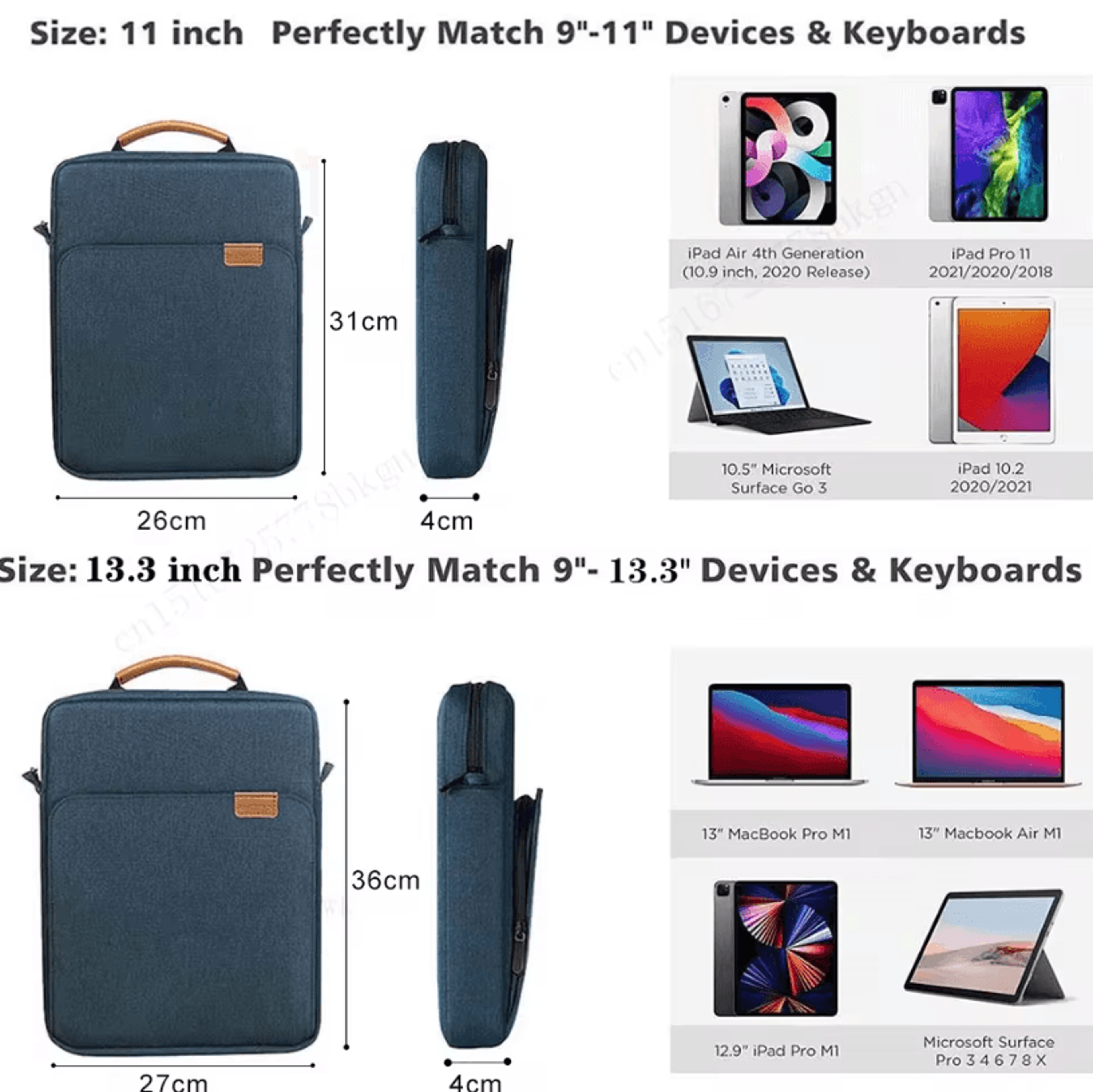 MultiPocket Tablet Sleeve Bag  Shockproof Protective Case For IPad  109129 Inch Tablets 5