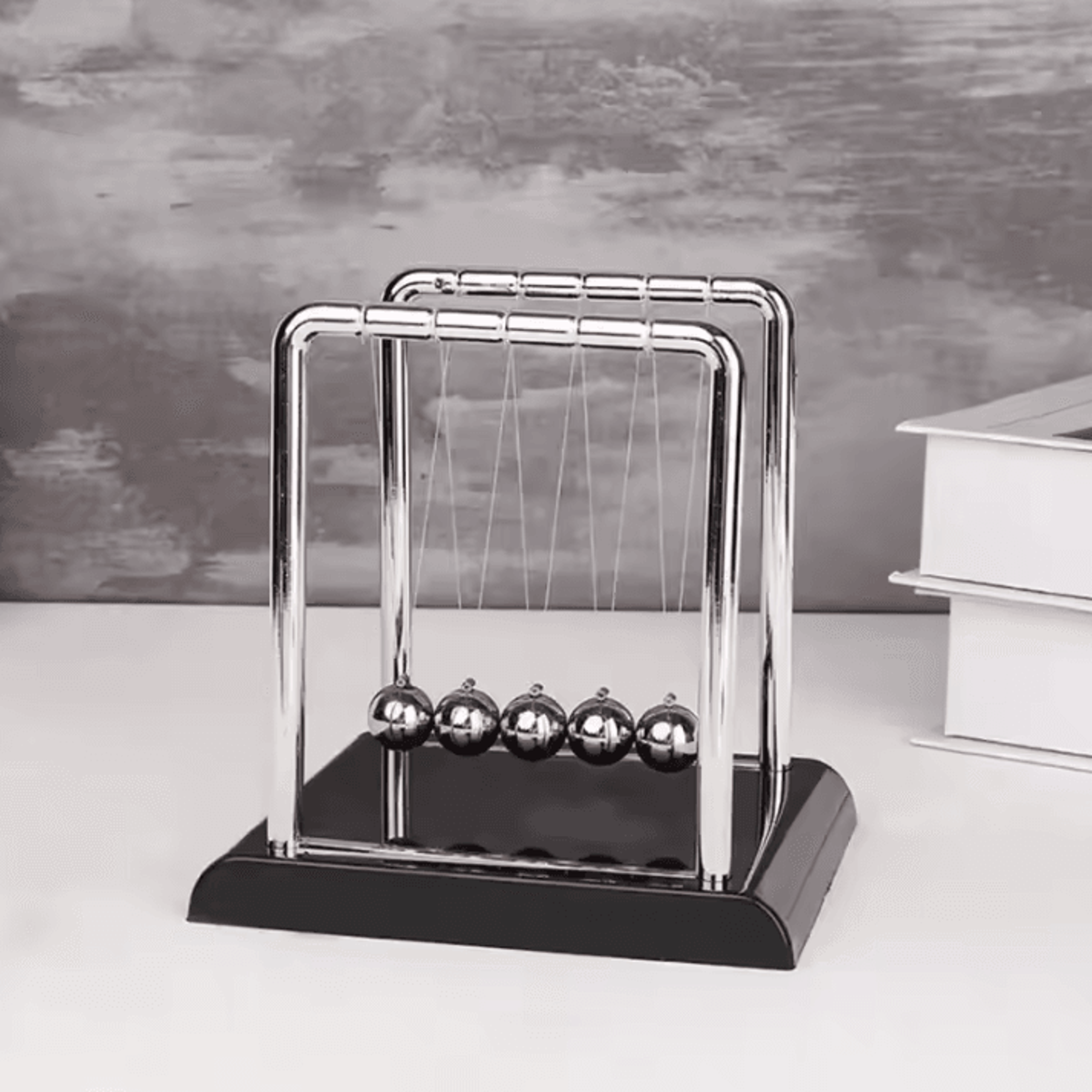 Newtons Cradle Desk Toy  Kinetic Steel Balance Balls Physics Pendulum Decor 2