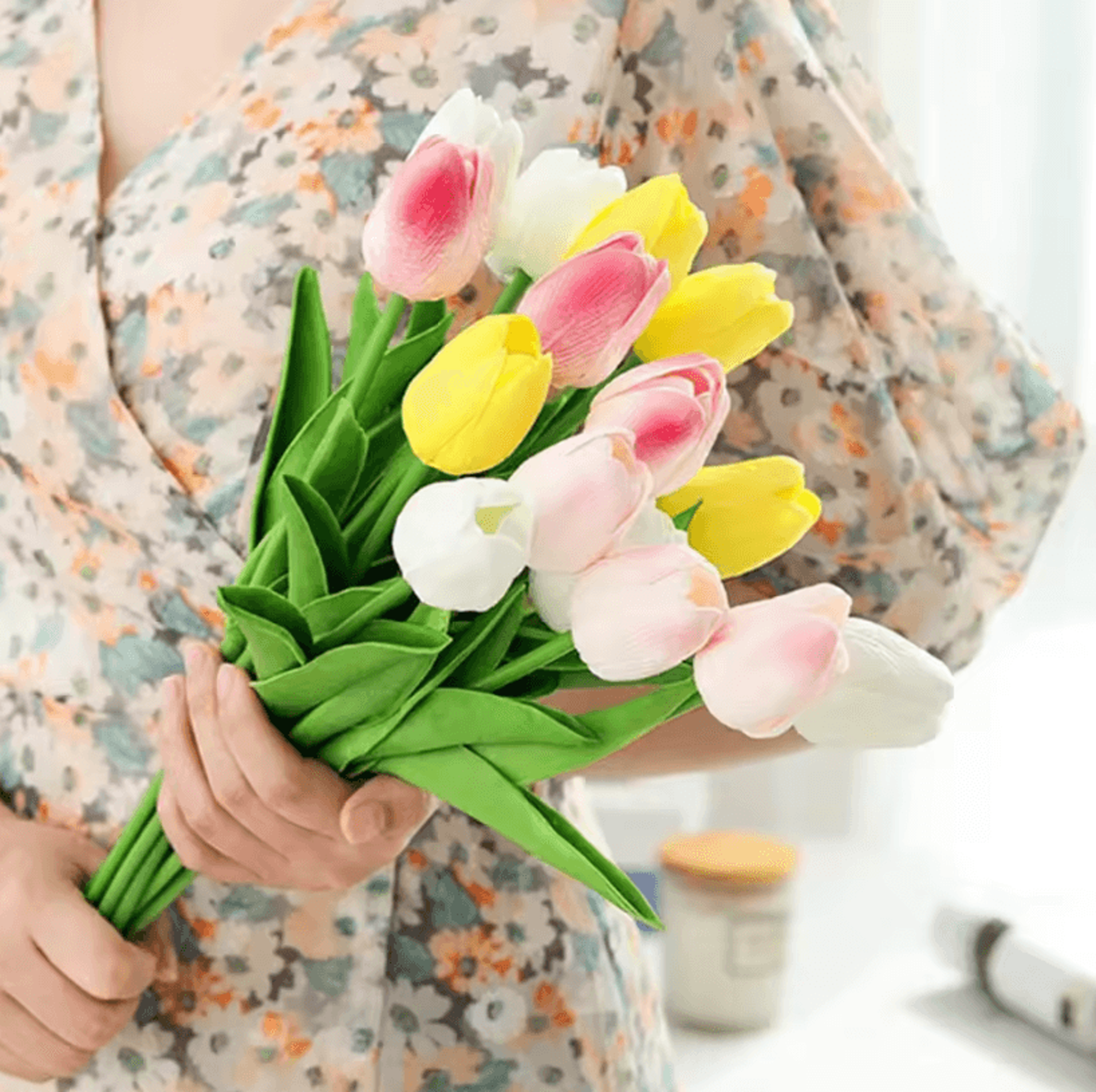 10Piece Real Touch Tulip Bouquet  Lifelike Artificial Flowers For Home Wedding  DIY Decor 1