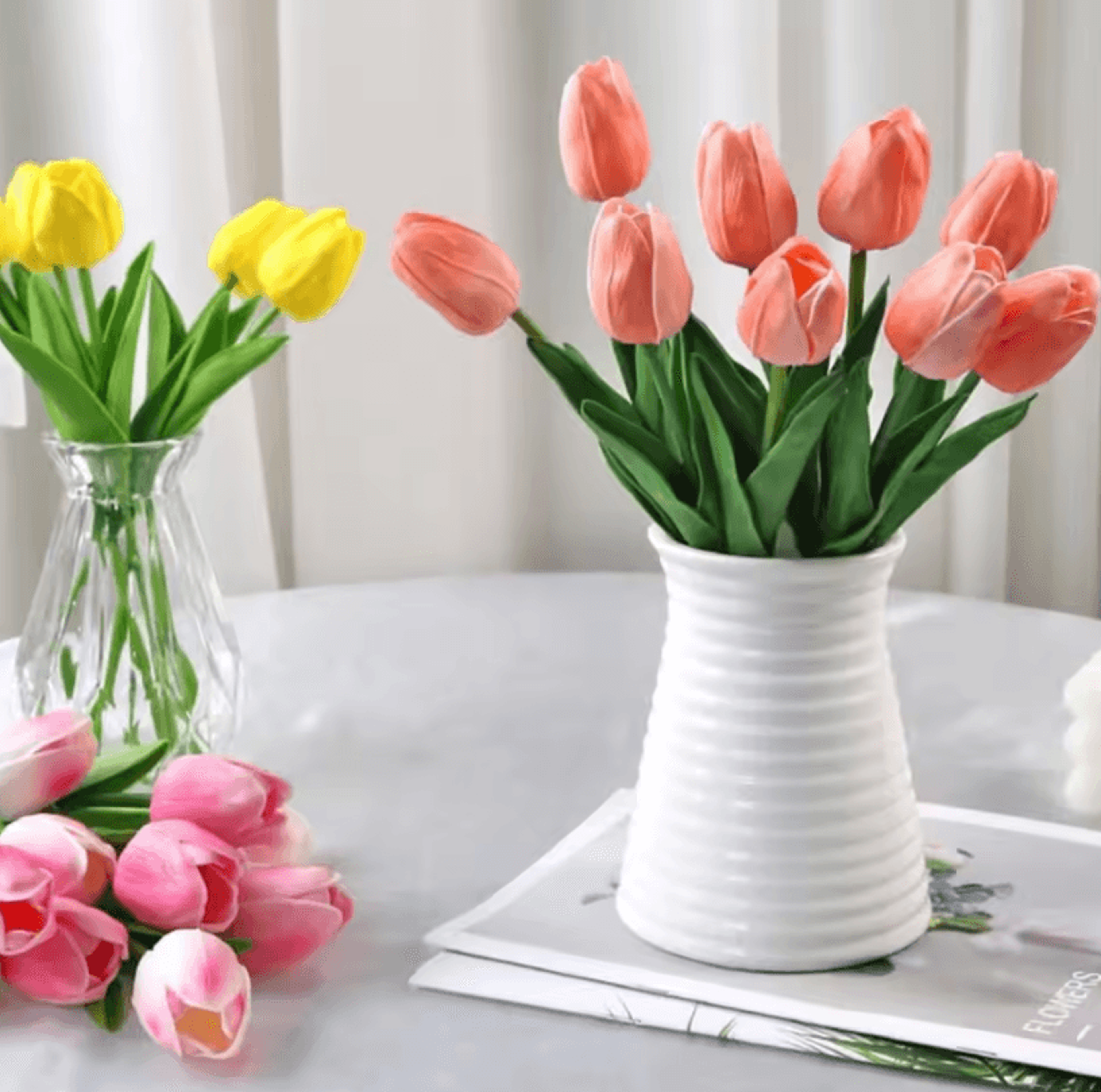 10Piece Real Touch Tulip Bouquet  Lifelike Artificial Flowers For Home Wedding  DIY Decor 3