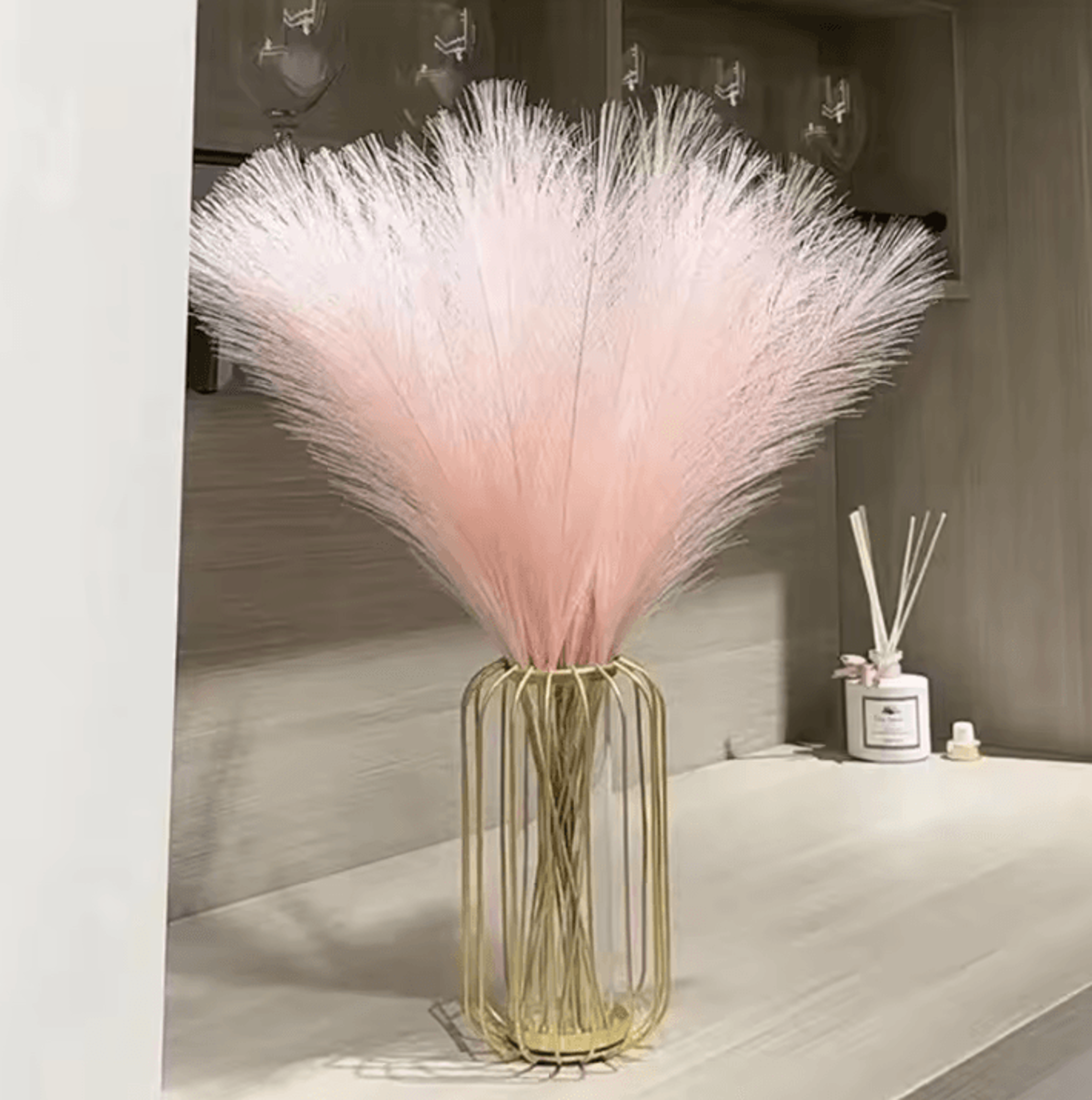 Artificial Pampas Grass Decor Set  Fluffy Boho Vase Filler Stems For Home  Wedding Styling 5