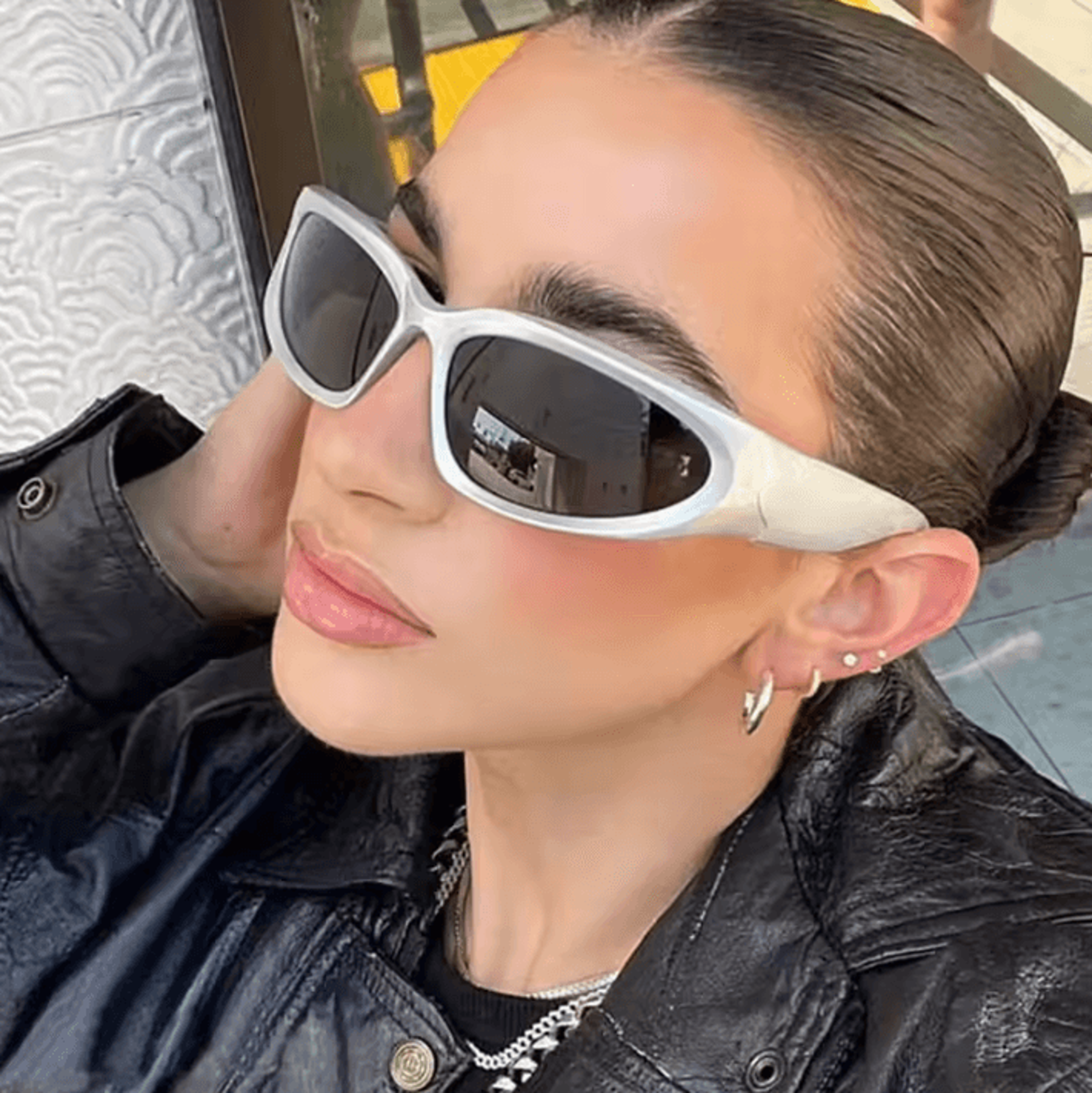 Y2K Oval Punk Sunglasses Mirror Lens UV400 Retro Unisex Statement Shades 1