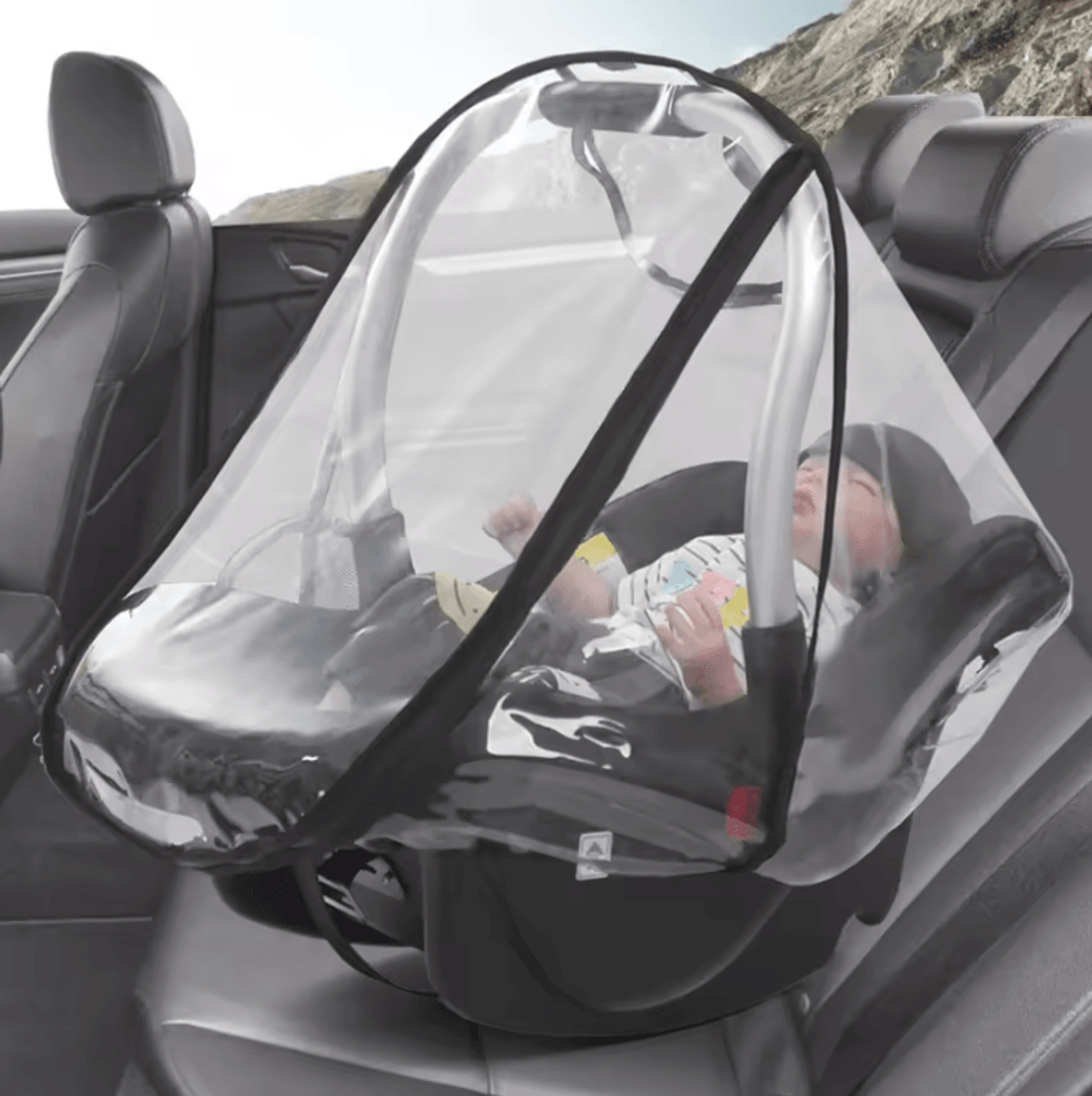 Transparent Universal Baby Stroller Rain Cover With Double Zipper Protection 4