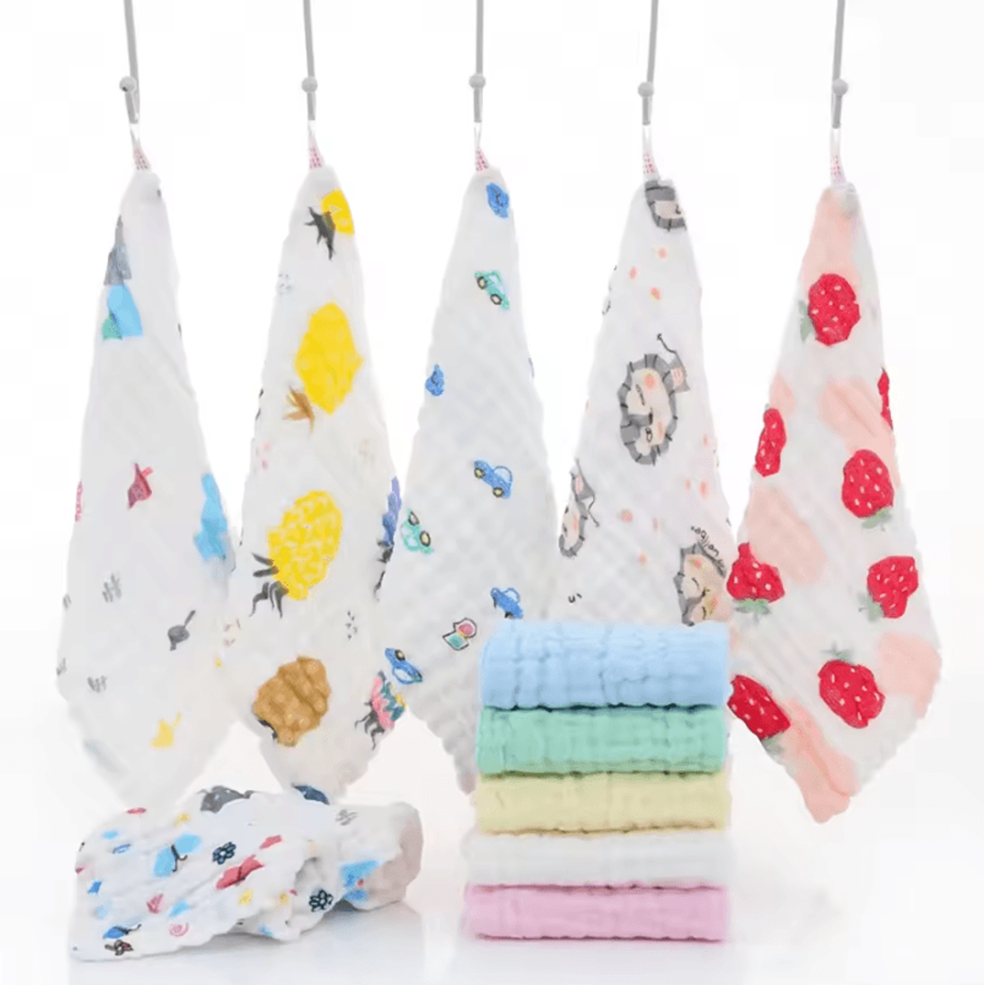 6Layer Muslin Baby Towel Set  Ultra Soft Cotton Washcloths  Burp Cloths 5pcs 2