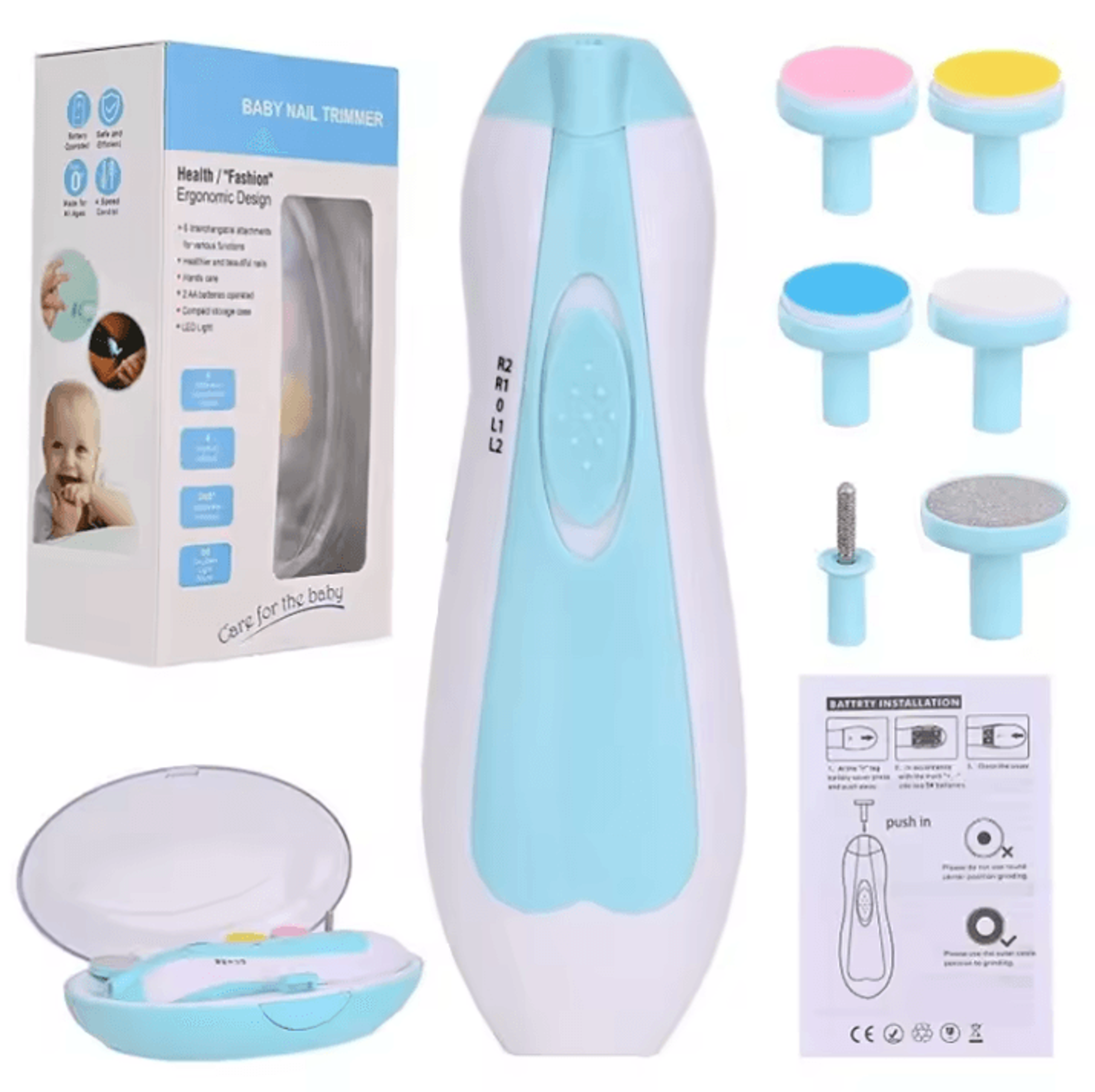 Multifunction Electric Baby Nail Trimmer Kit  Safe  Gentle Nail Care Set 4