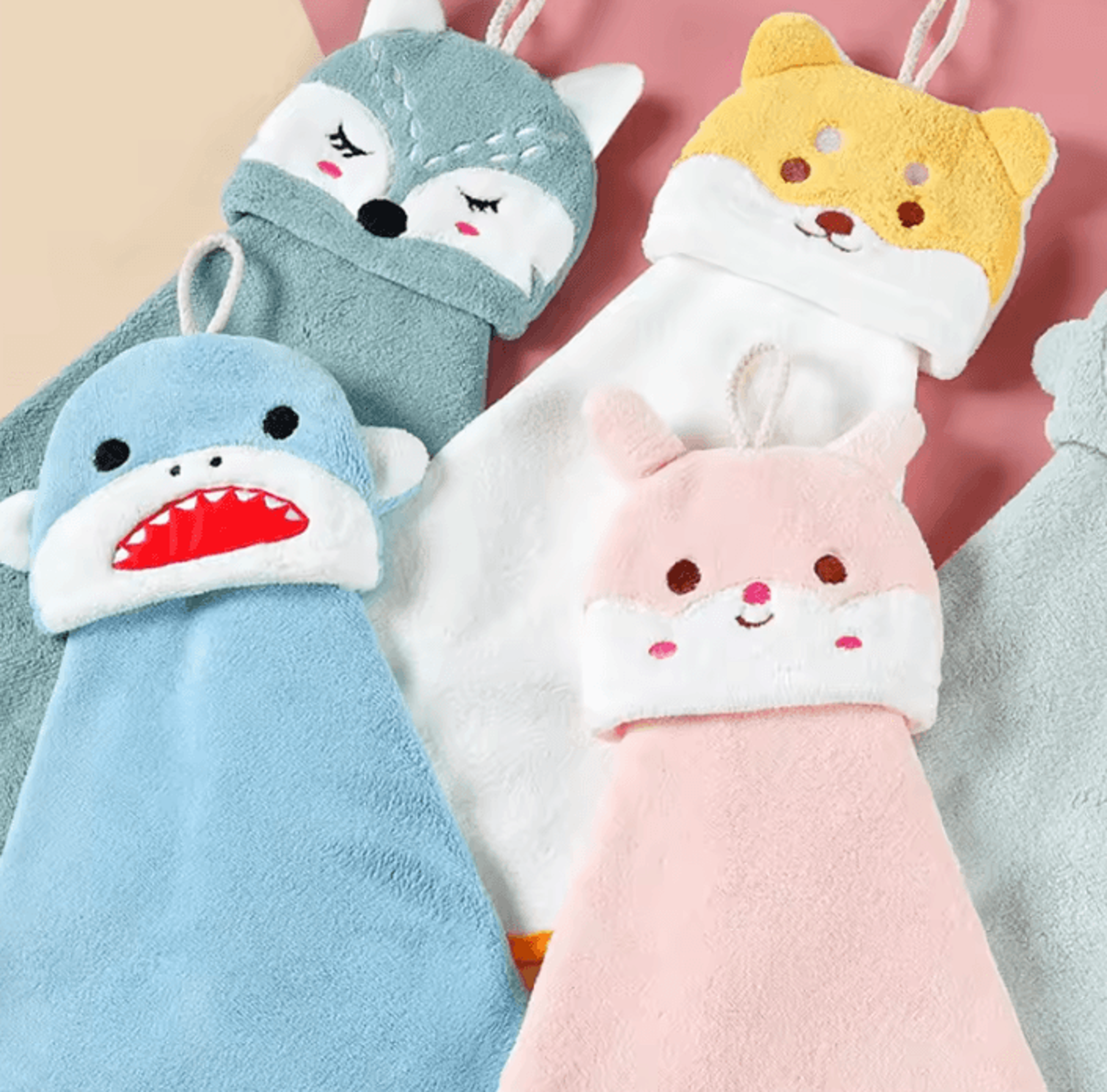 Cute Cartoon Animal Coral Fleece Hand Towel  Soft Hanging QuickDry Towel 2