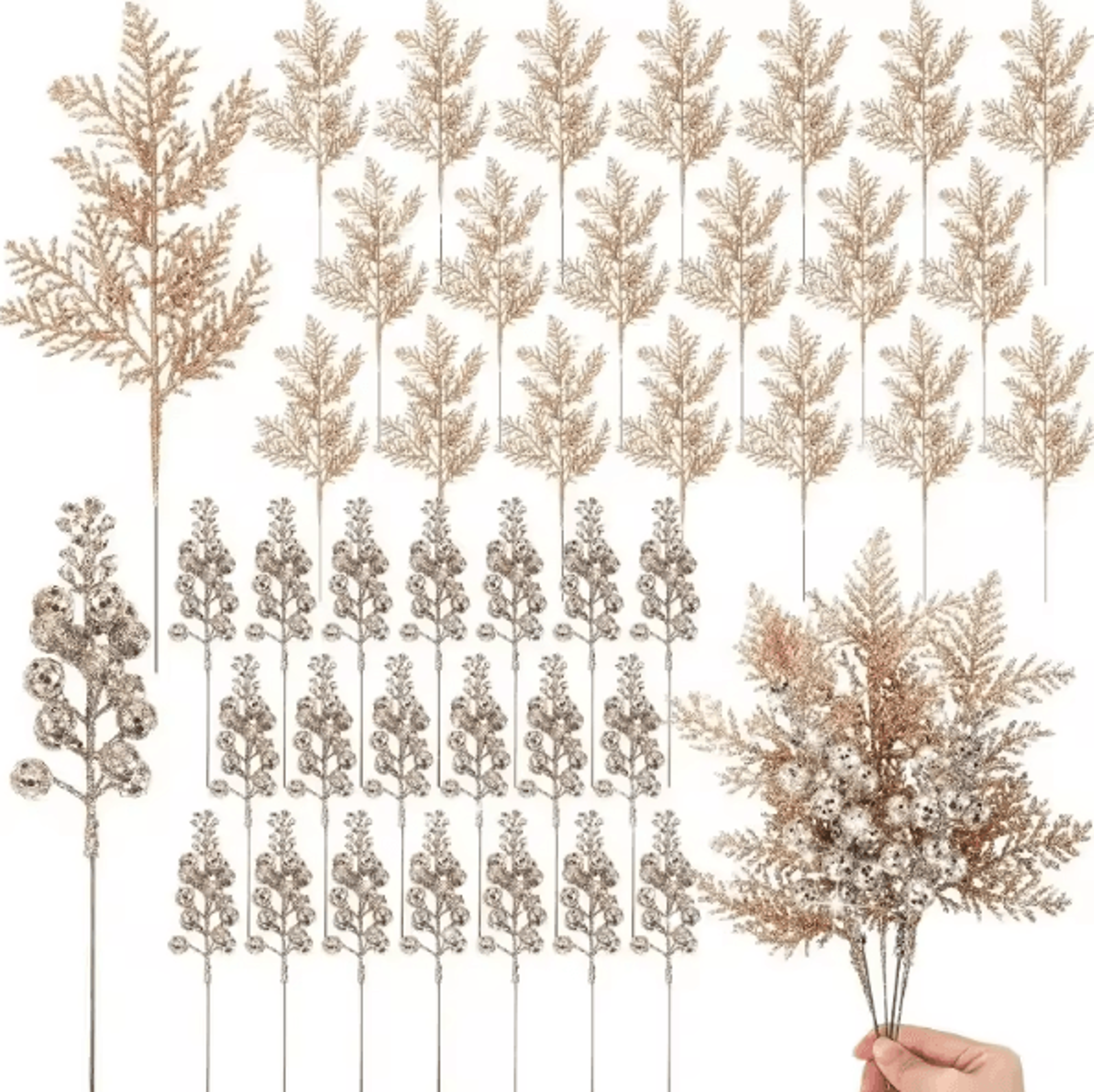 10PCS Glitter Christmas Berry Stems For Festive DIY Decor  Arrangements 8