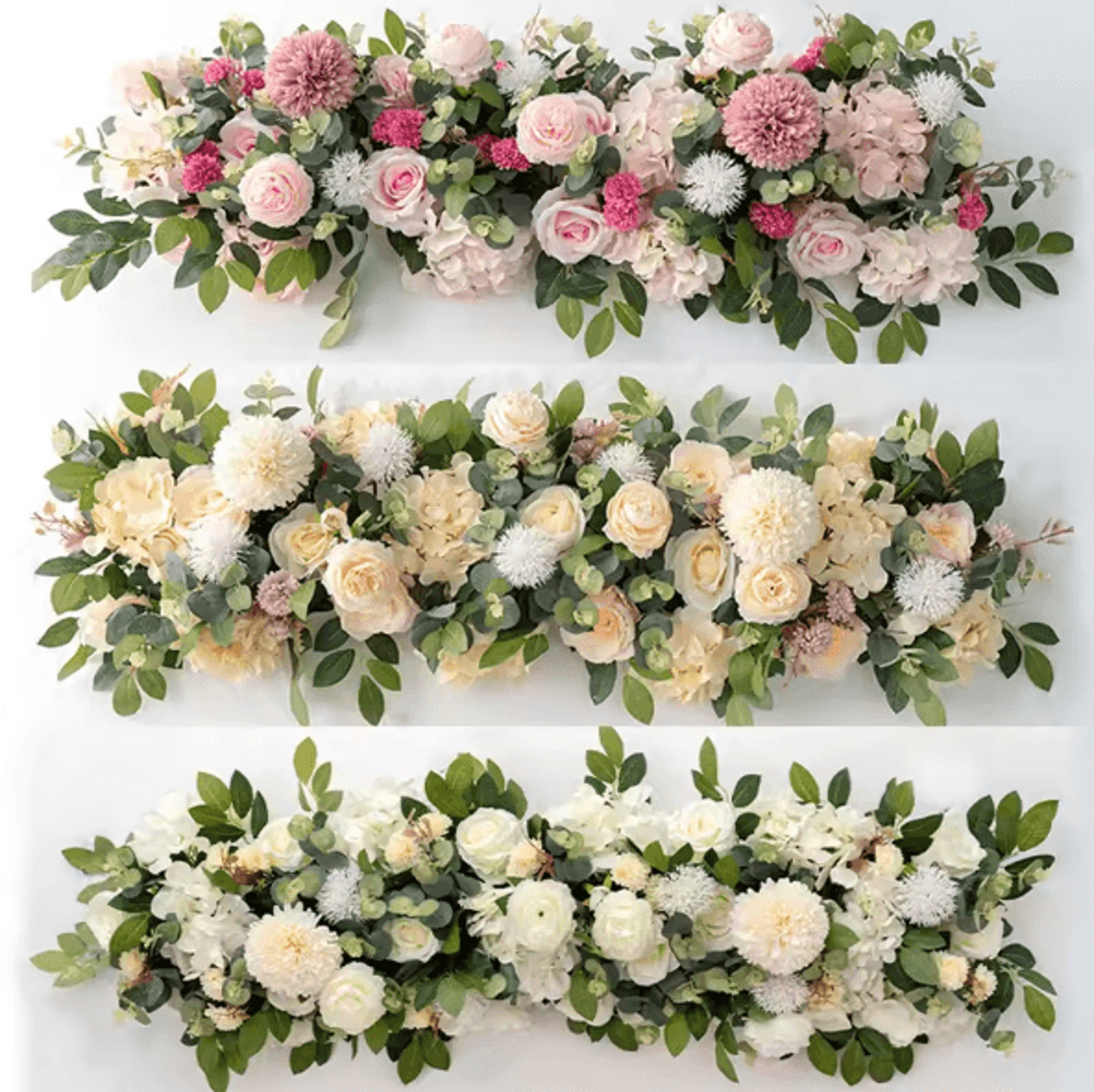 Luxury White Rose  Pampas Grass Flower Row For Elegant Wedding Decor 0