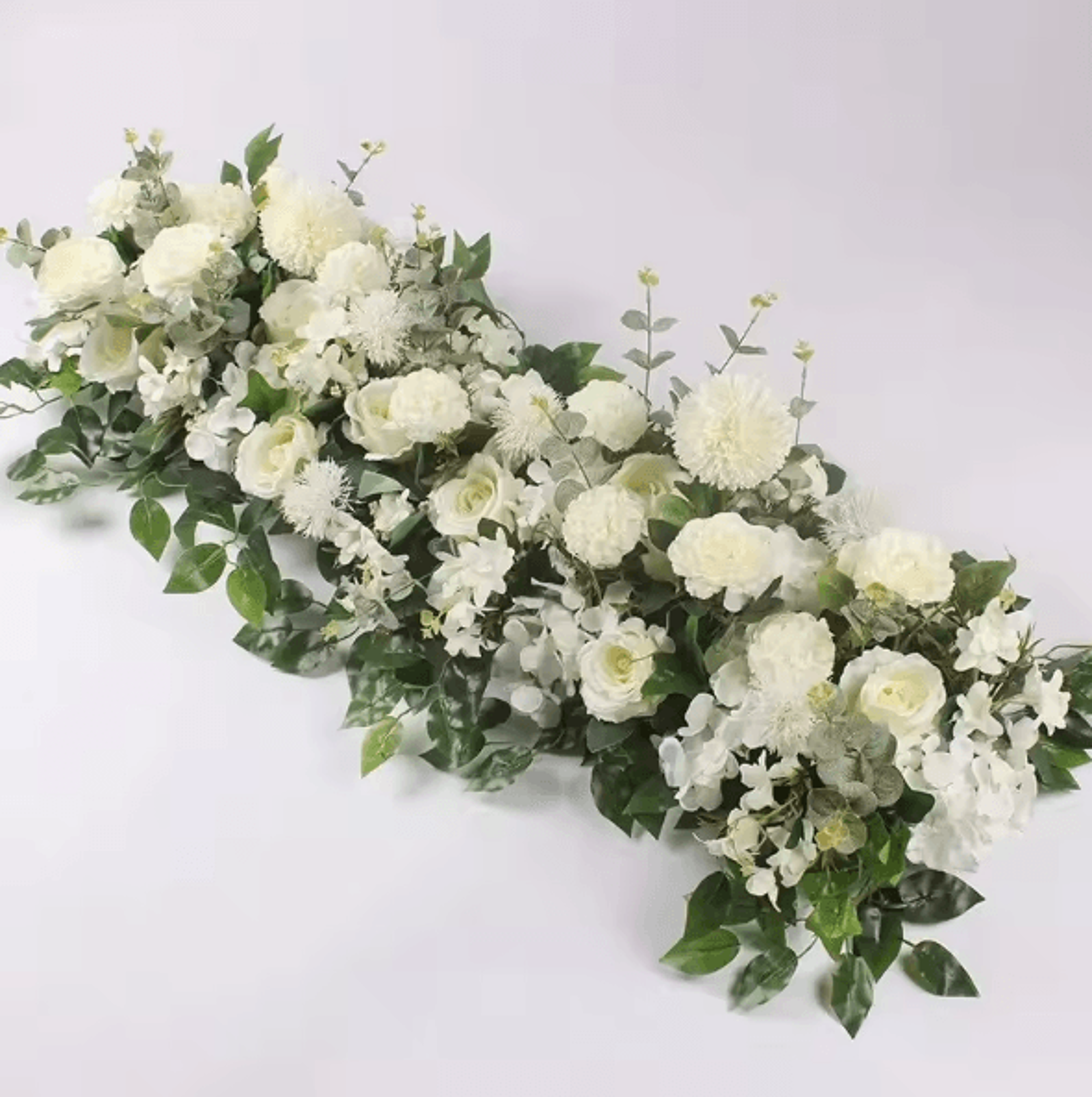Luxury White Rose  Pampas Grass Flower Row For Elegant Wedding Decor 5