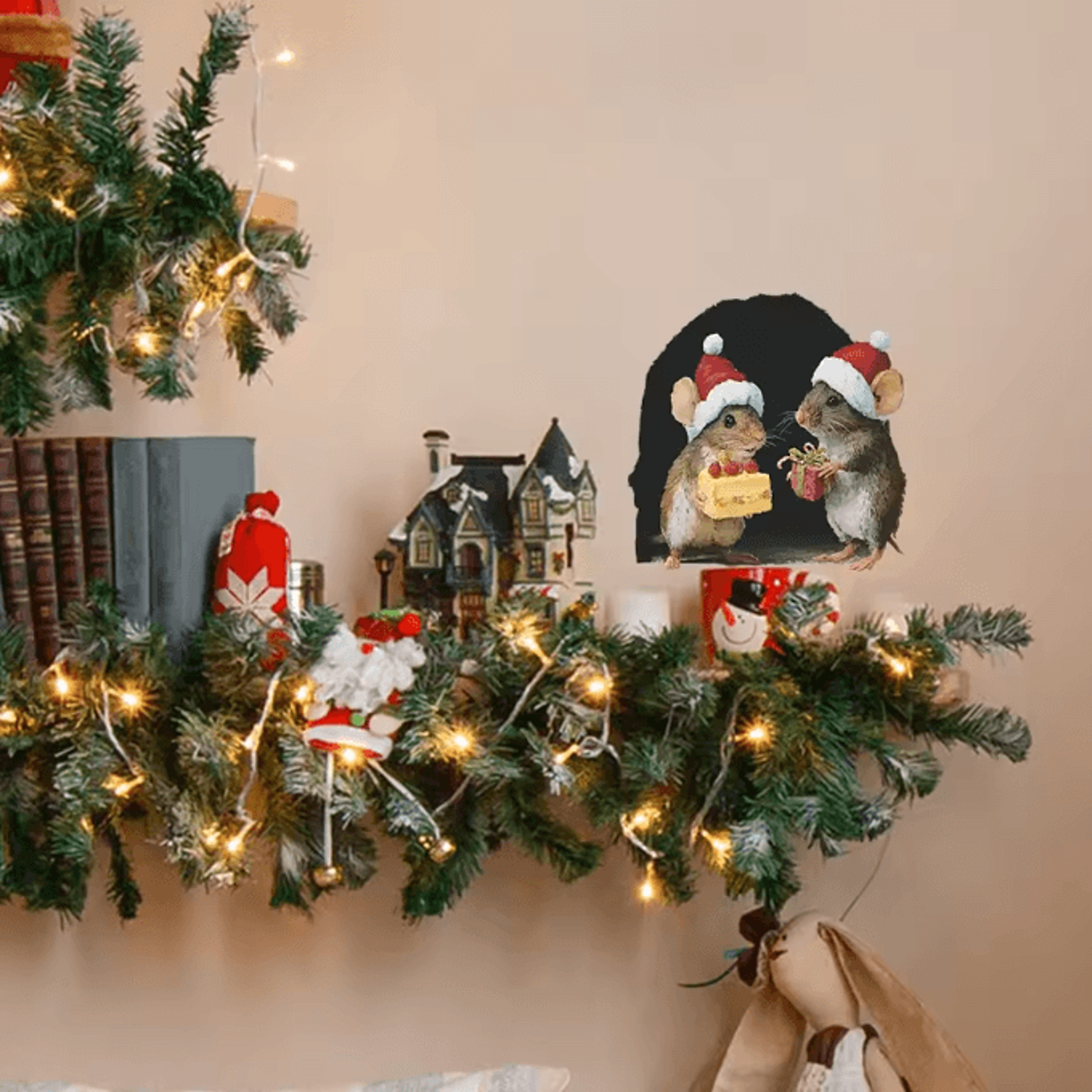 Cute Christmas Mouse Wall Stickers For Festive Home Decor 6