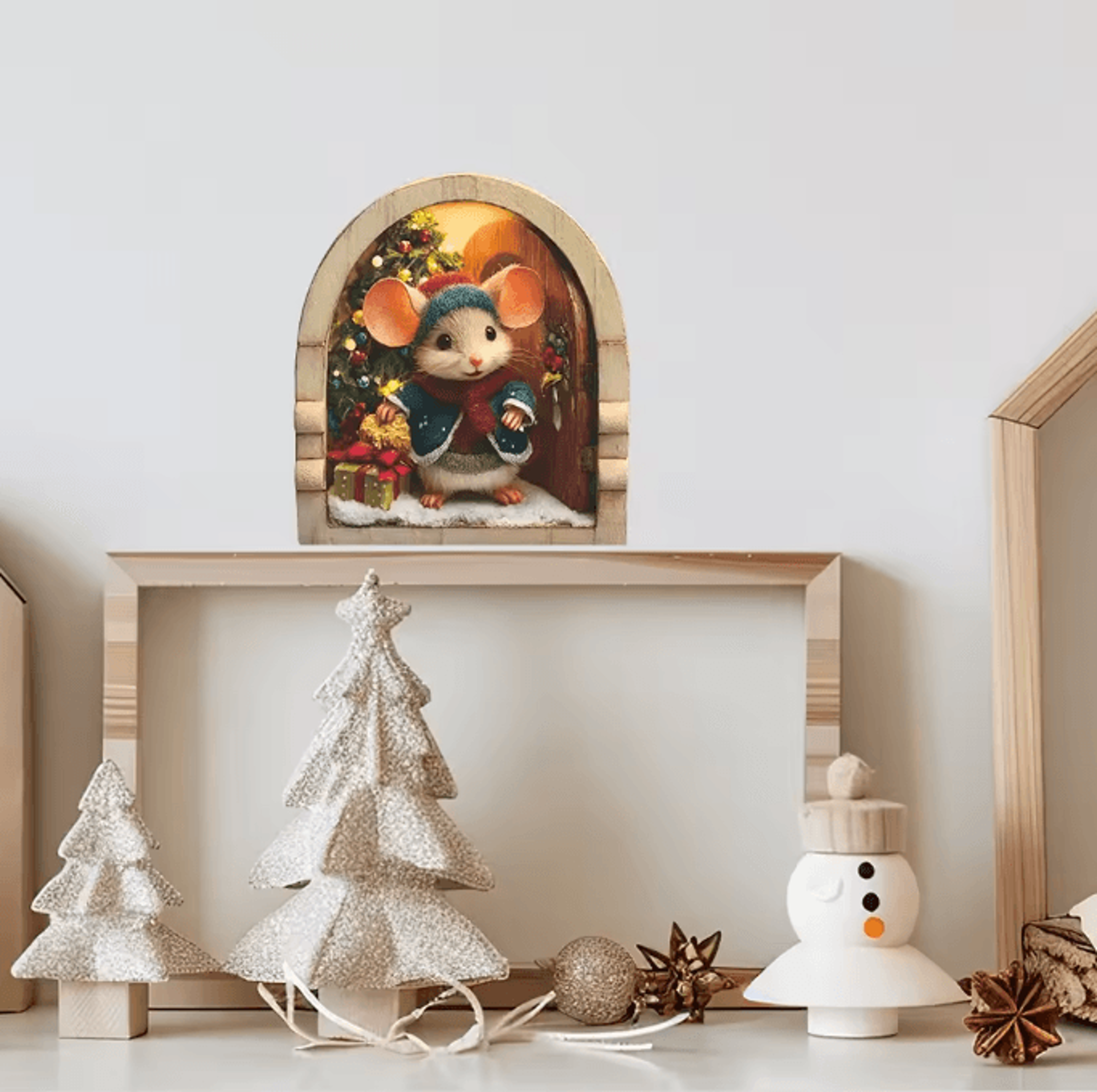Cute Christmas Mouse Wall Stickers For Festive Home Decor 8