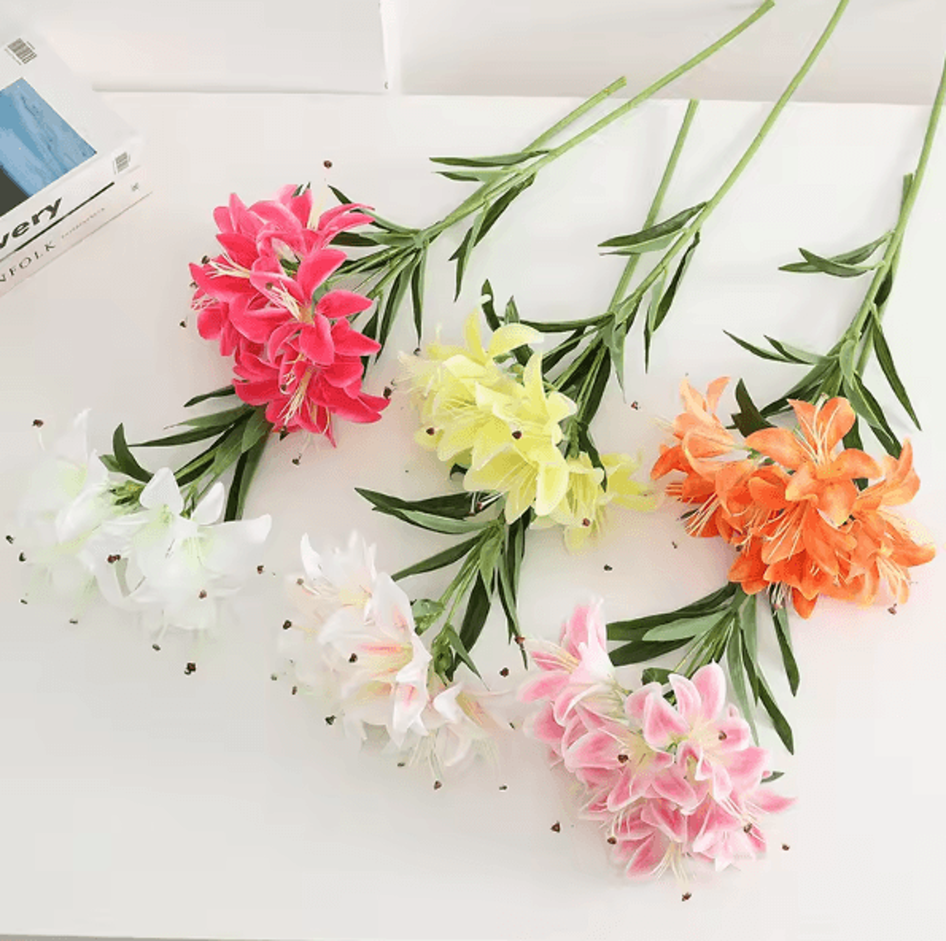 Lifelike Faux Lily Arrangement With Realistic Stems For Elegant Decor 1