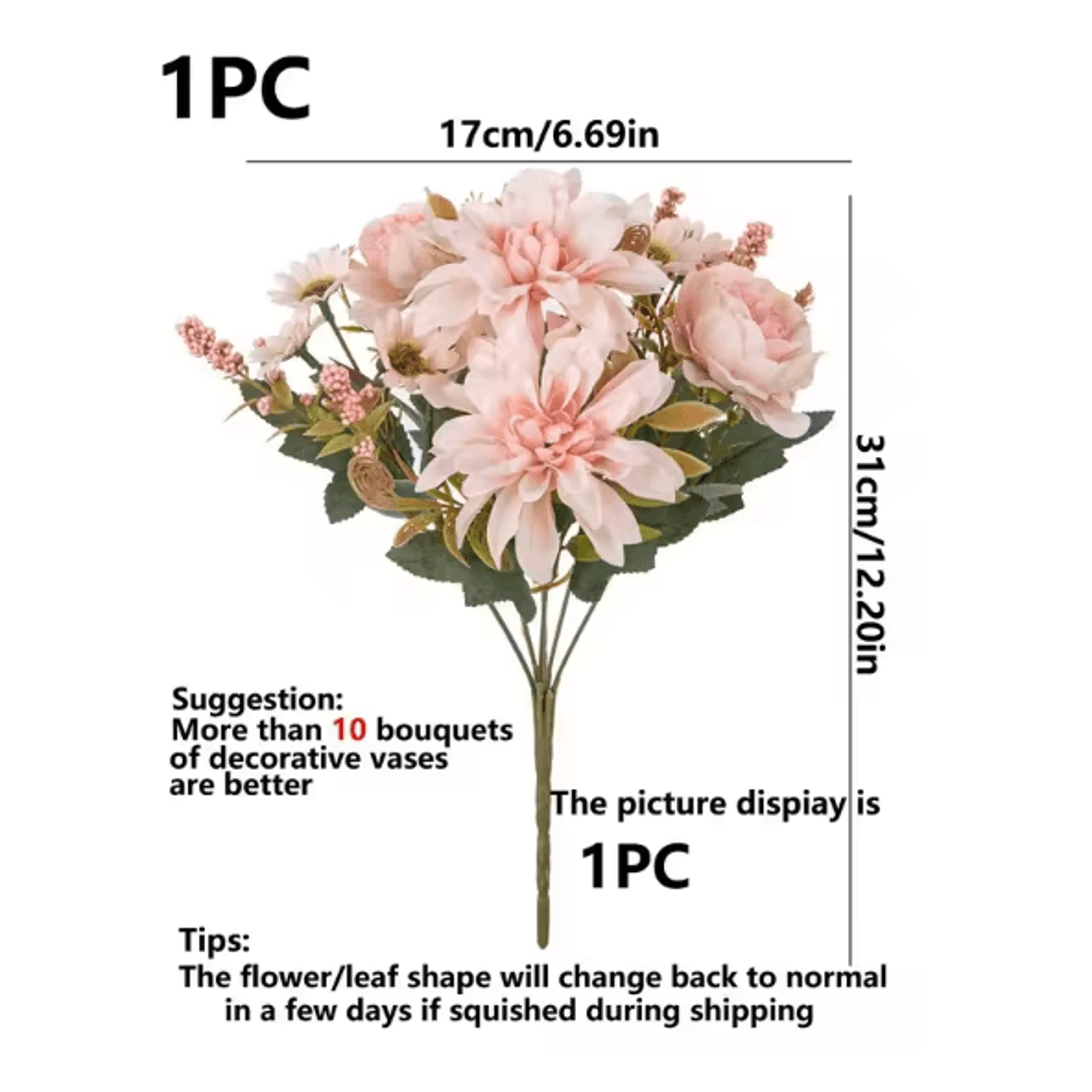 Lifelike Silk Dahlia Rose Daisy Bouquet For Home  Event Decor 2