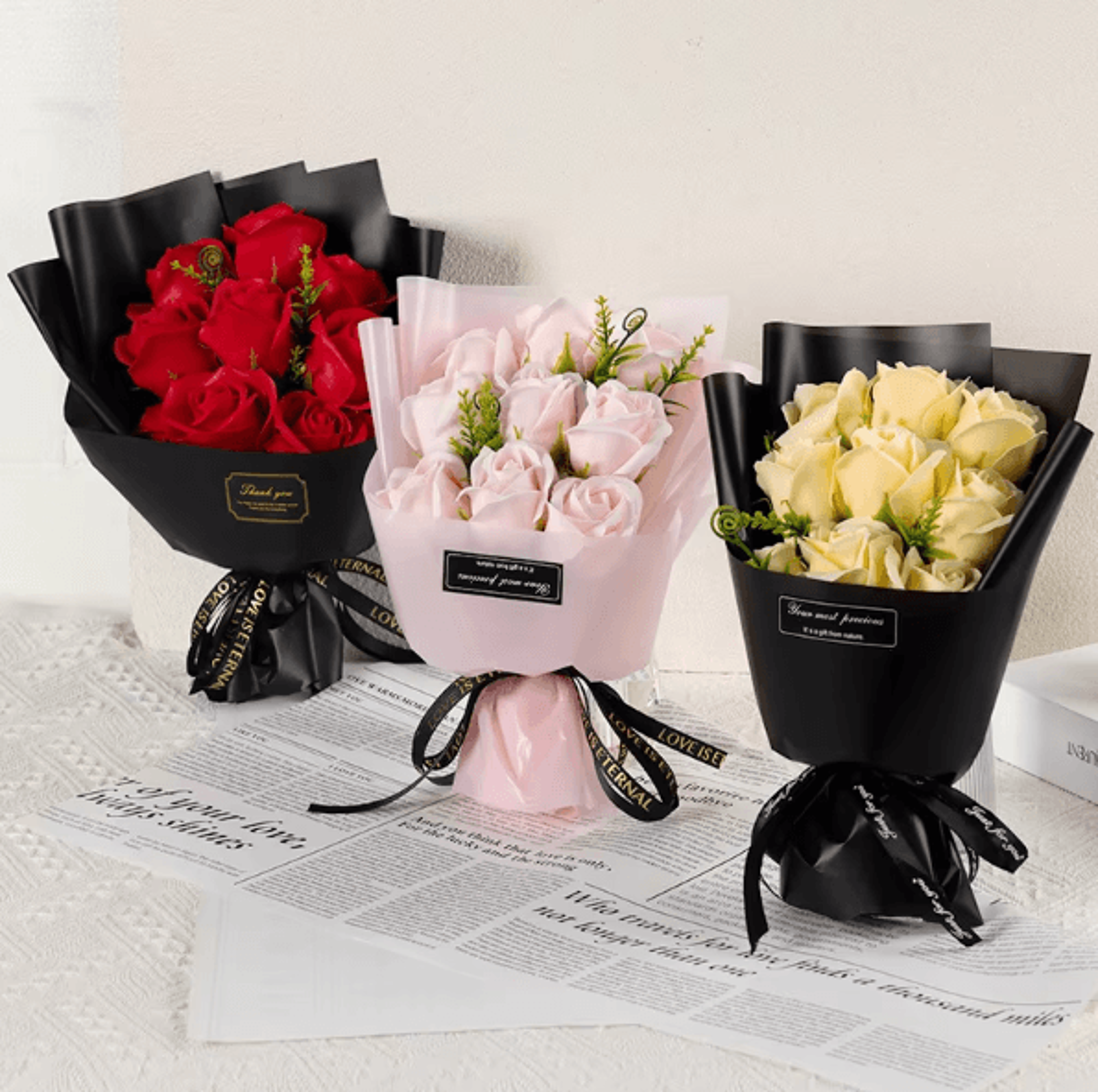 9Head Soap Rose Bouquet  Elegant Scented Artificial Flower Gift 0