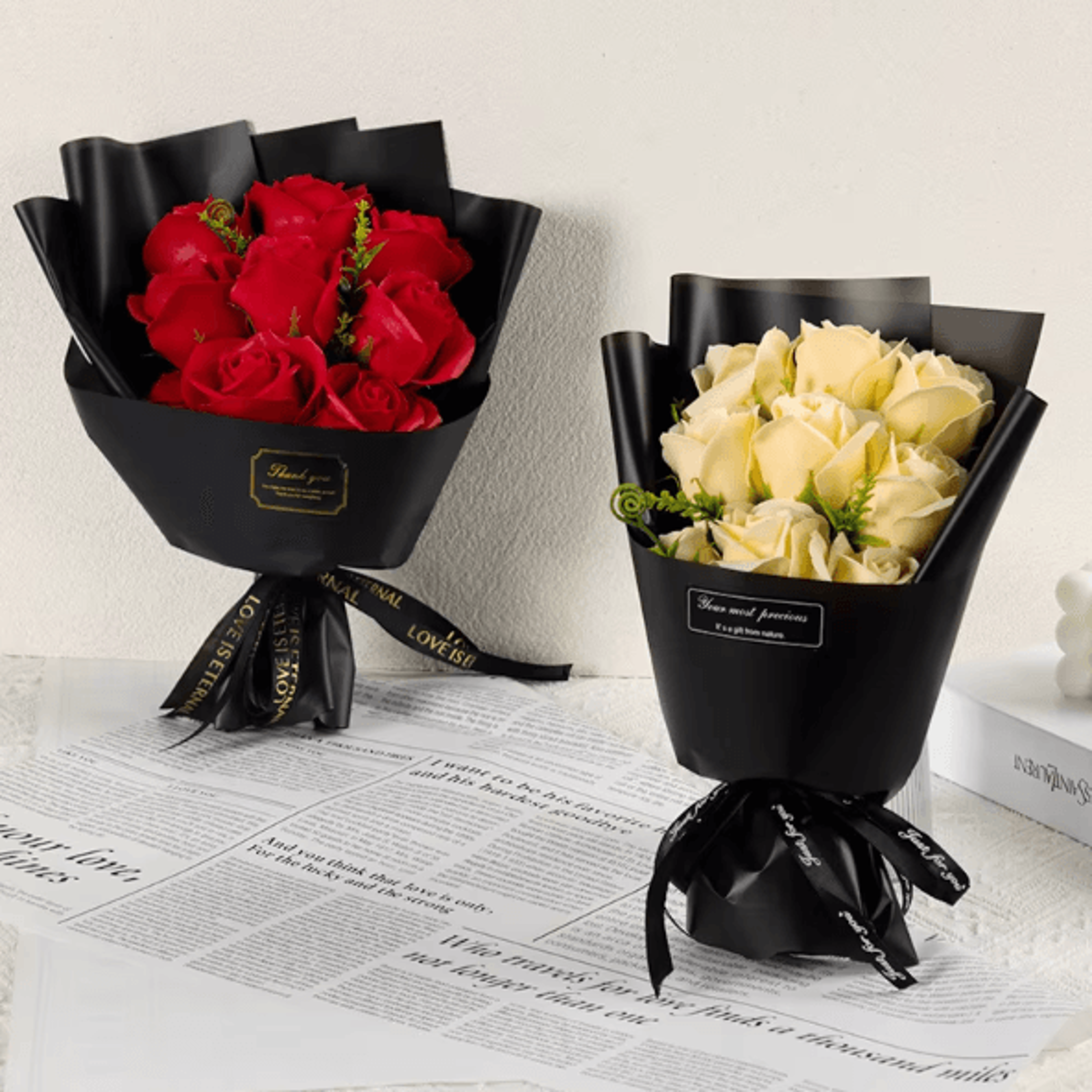 9Head Soap Rose Bouquet  Elegant Scented Artificial Flower Gift 3