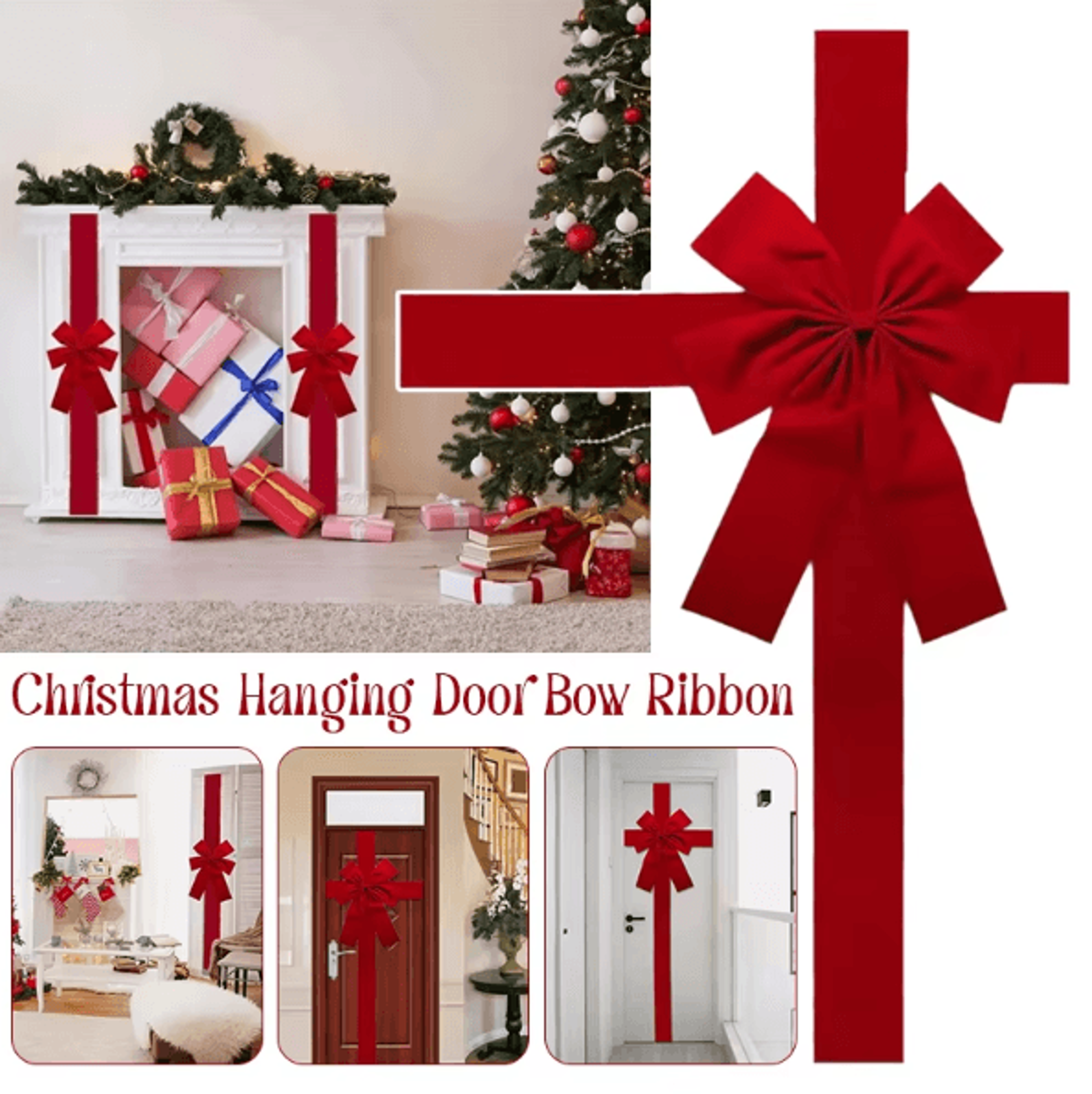 Large Christmas Door Bow With Linen Ribbon For Festive Entryway Decor 2