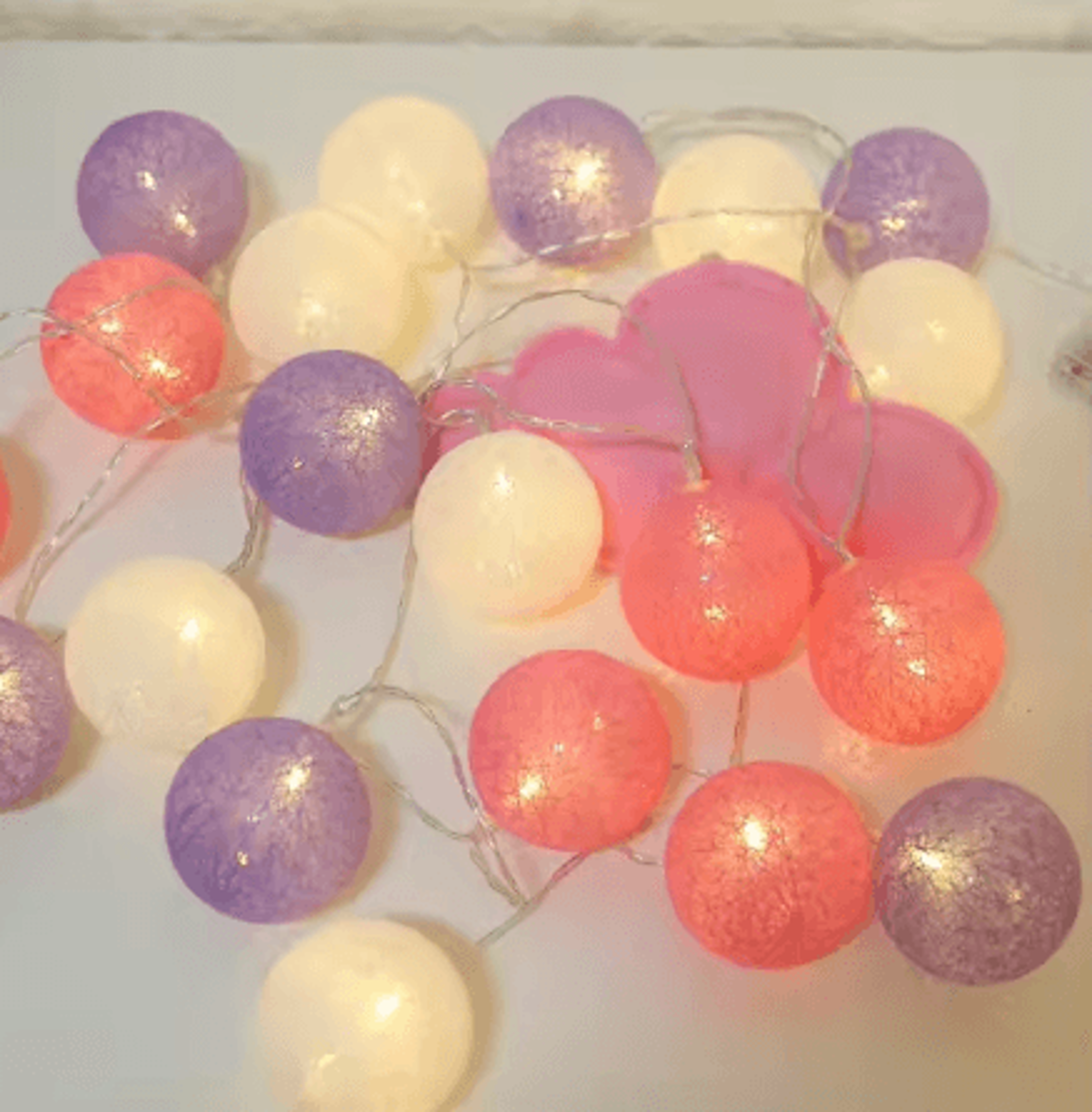 Colorful Cotton Ball LED String Lights  Battery Fairy Garland For Cozy Home  Holiday Decor 4