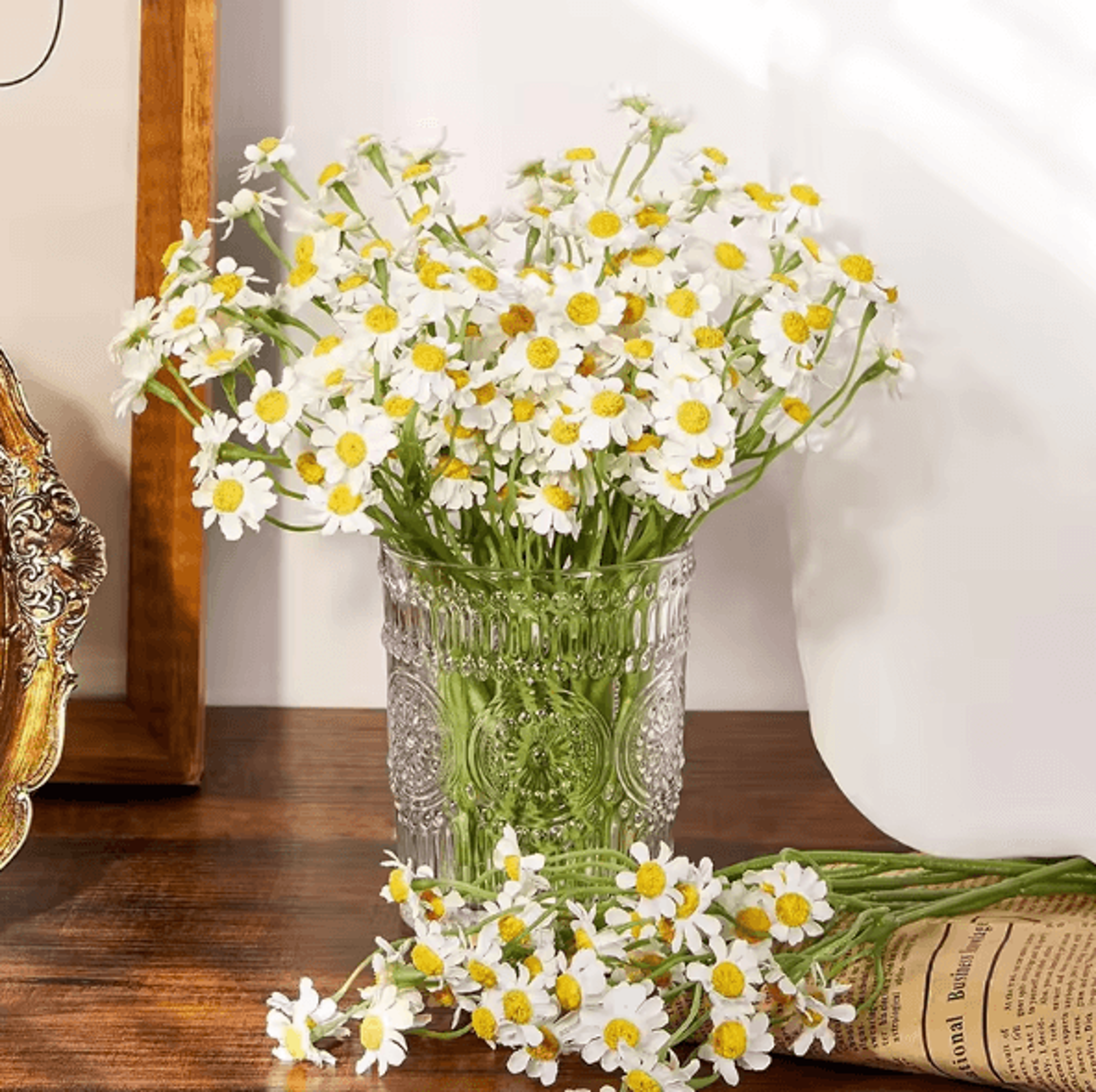 Silk Artificial Daisy Flower Bouquet  Realistic White Floral Decor For Home  Events 1