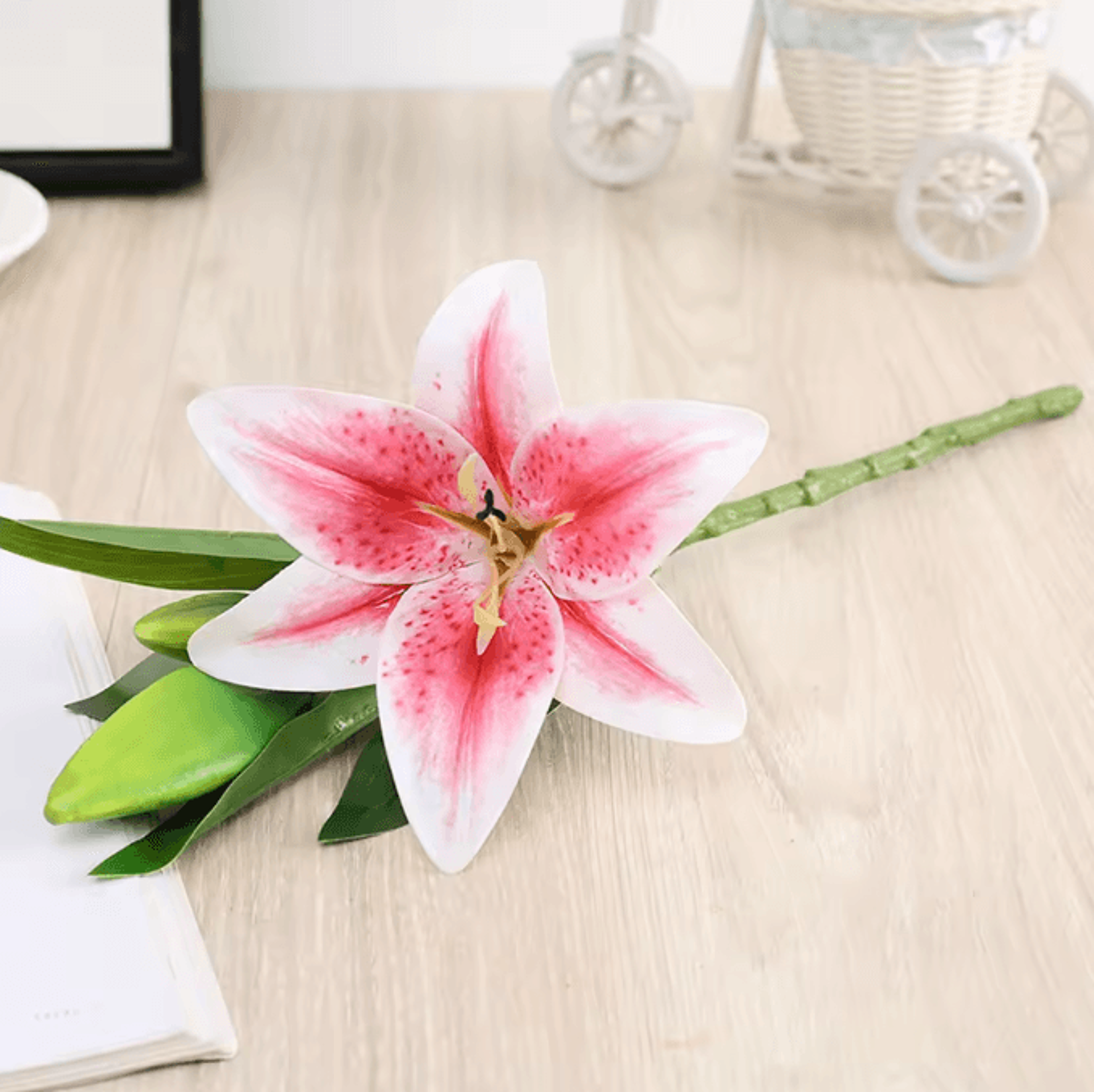 Realistic 3D Printed Artificial Lily Branch  Elegant White Faux Flowers For Home  Wedding Decor 2