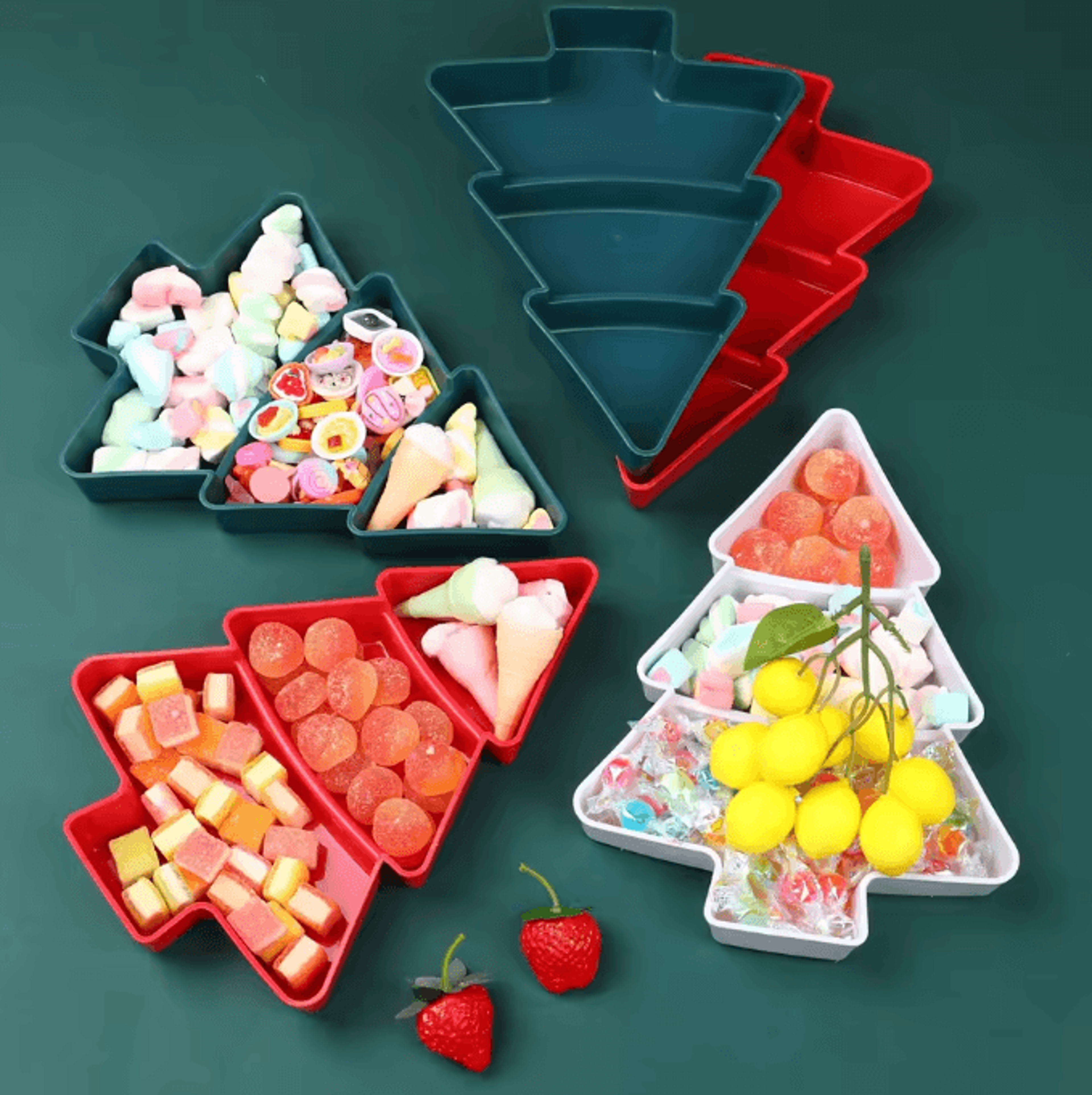 Christmas Tree Fruit Serving Plate  Festive Holiday Snack  Dessert Tray 2