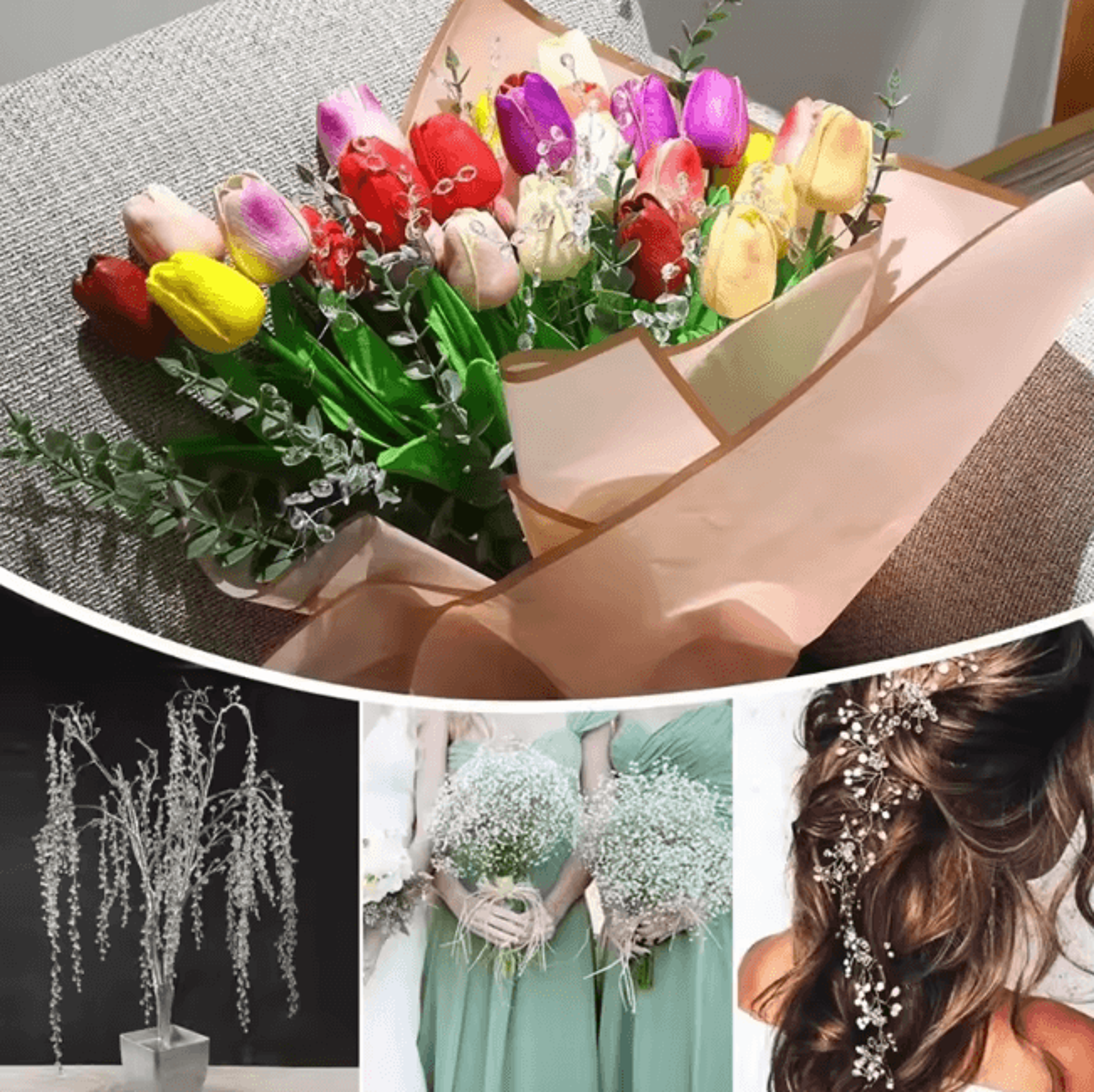 Crystal Acrylic Water Droplet Stems  Elegant DIY Bouquet  Wedding Decor Accessories 2
