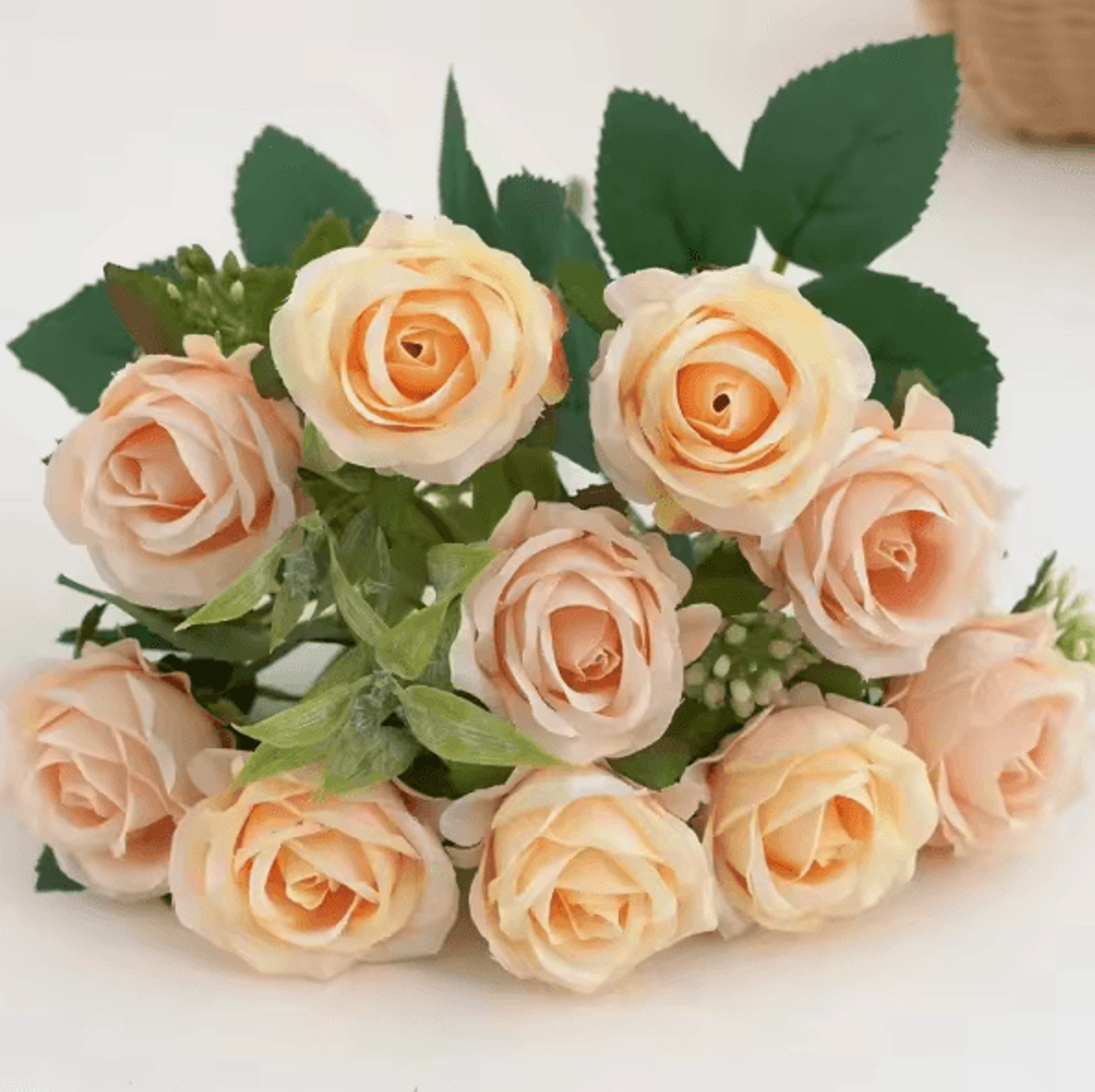 10Head Artificial Rose Bouquet  Realistic Silk Flowers For Elegant Home  Wedding Decor 7