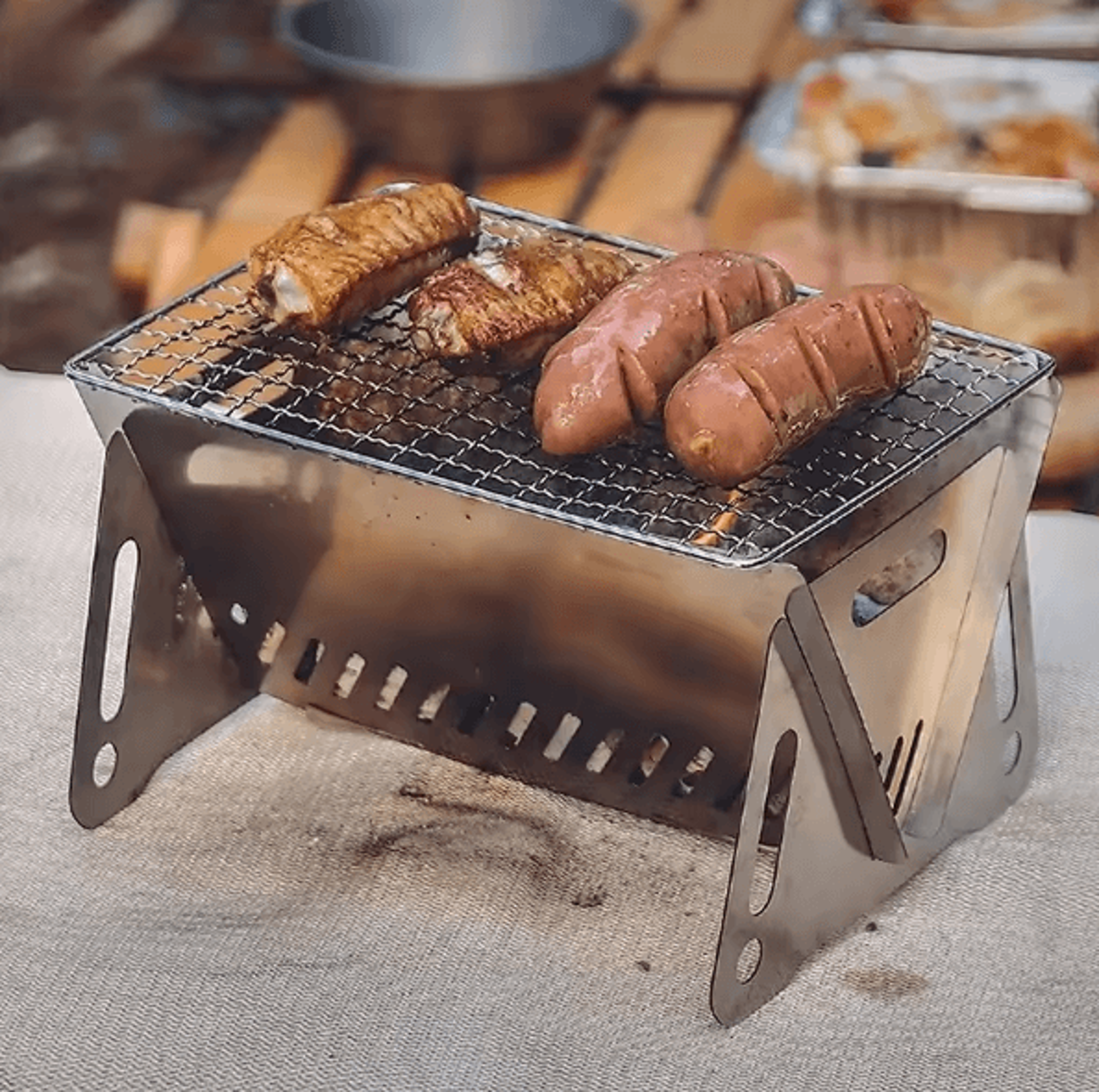 Portable Folding BBQ Grill Stove  Stainless Steel Camping Charcoal Grill 0