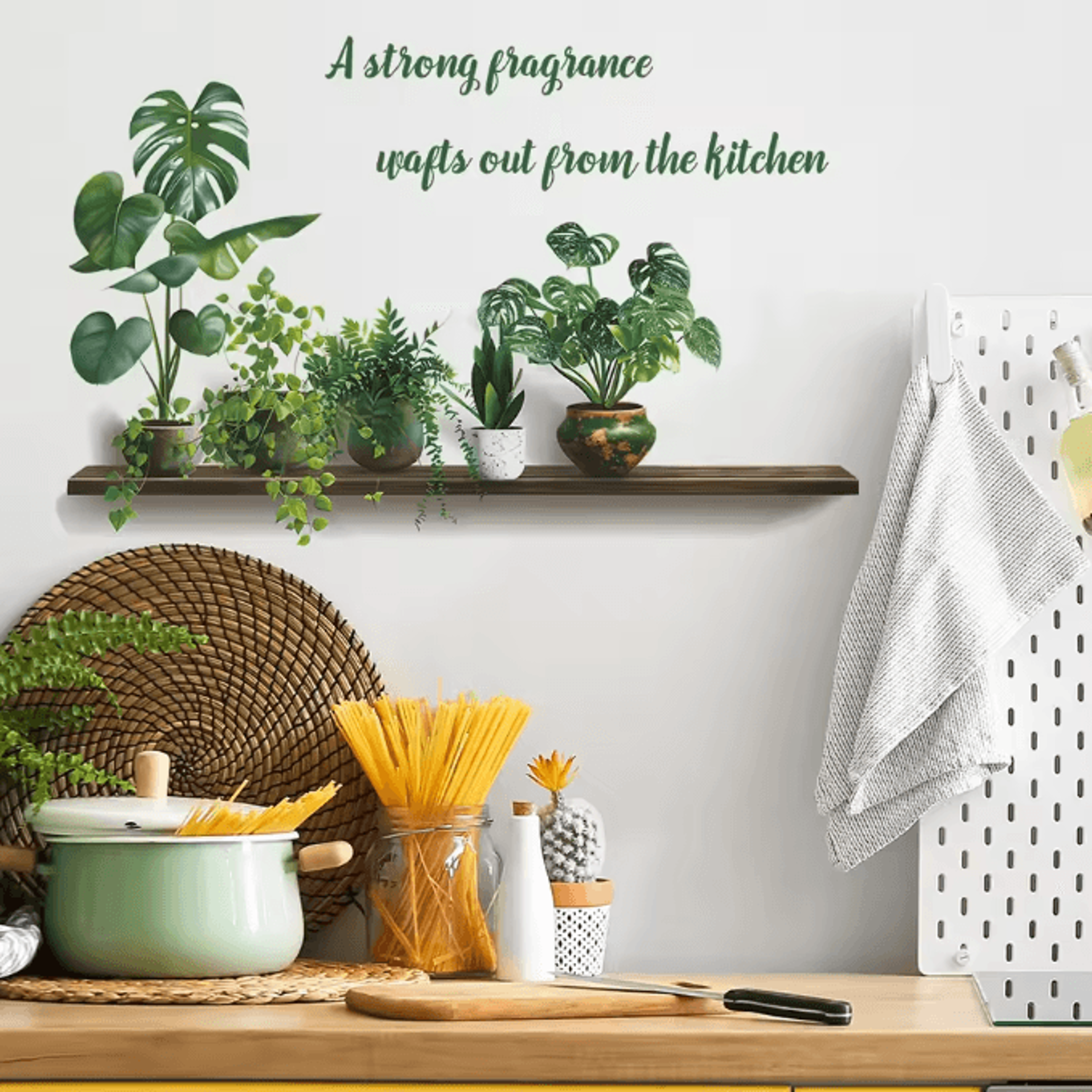 Modern Plant Kitchen Wall Stickers  Removable Quote Wall Art  Decorative Mural 2