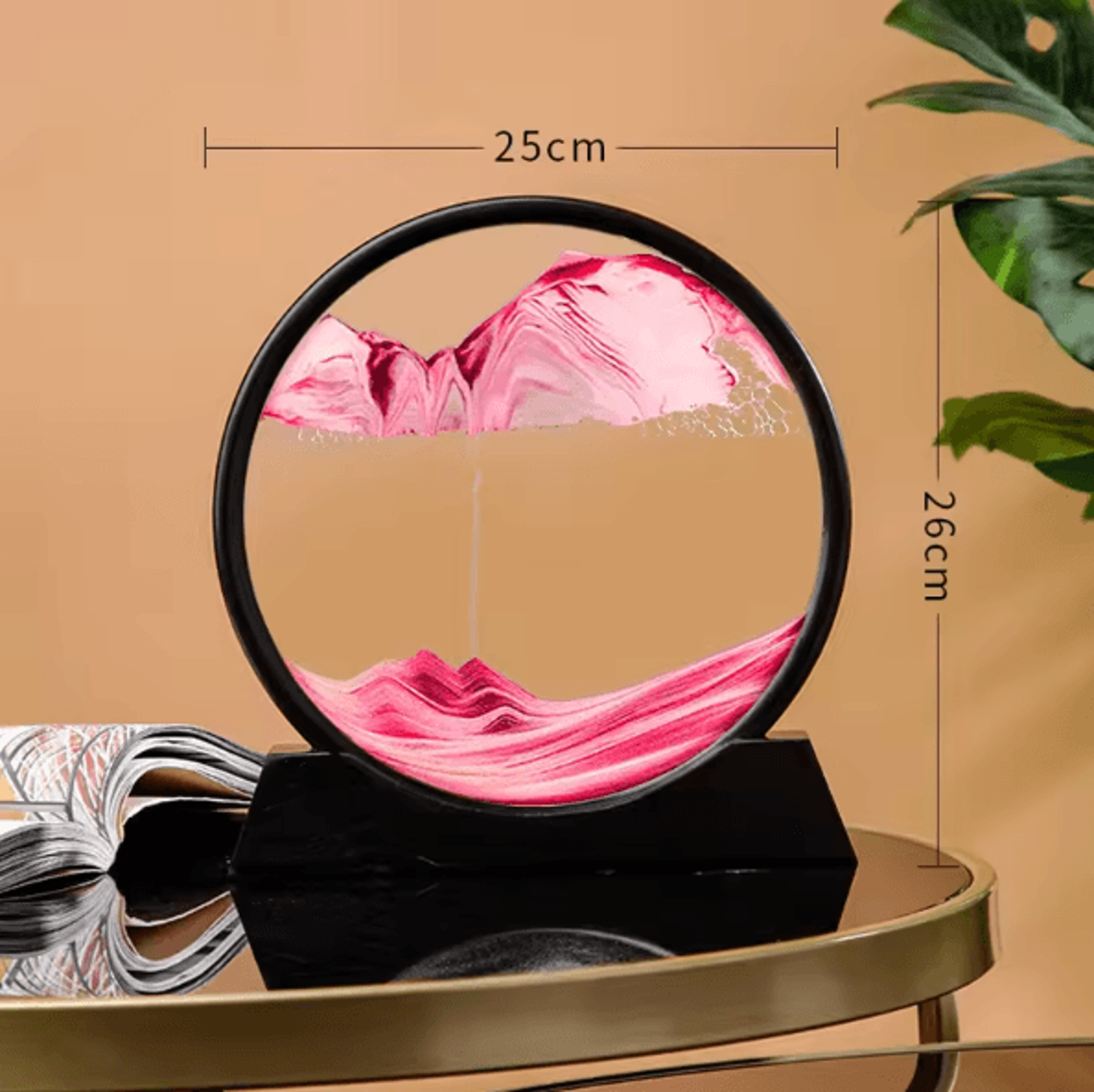 12Inch 3D Moving Sand Art Picture  Round Glass Flowing Sandscape Decor 4