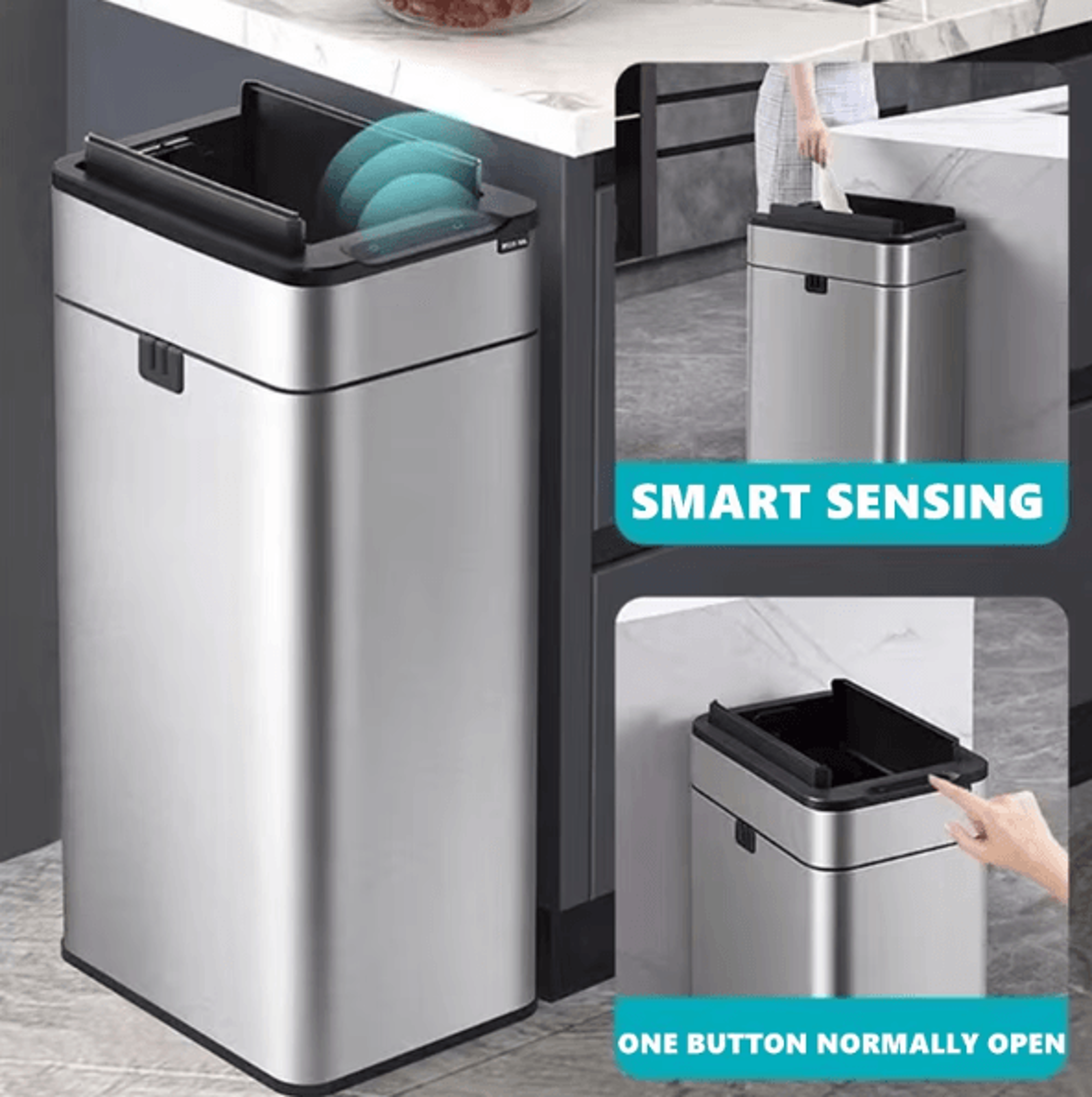 15L  20L Smart Automatic Sensor Trash Can  Touchless Stainless Steel Kitchen  Bathroom Bin 0
