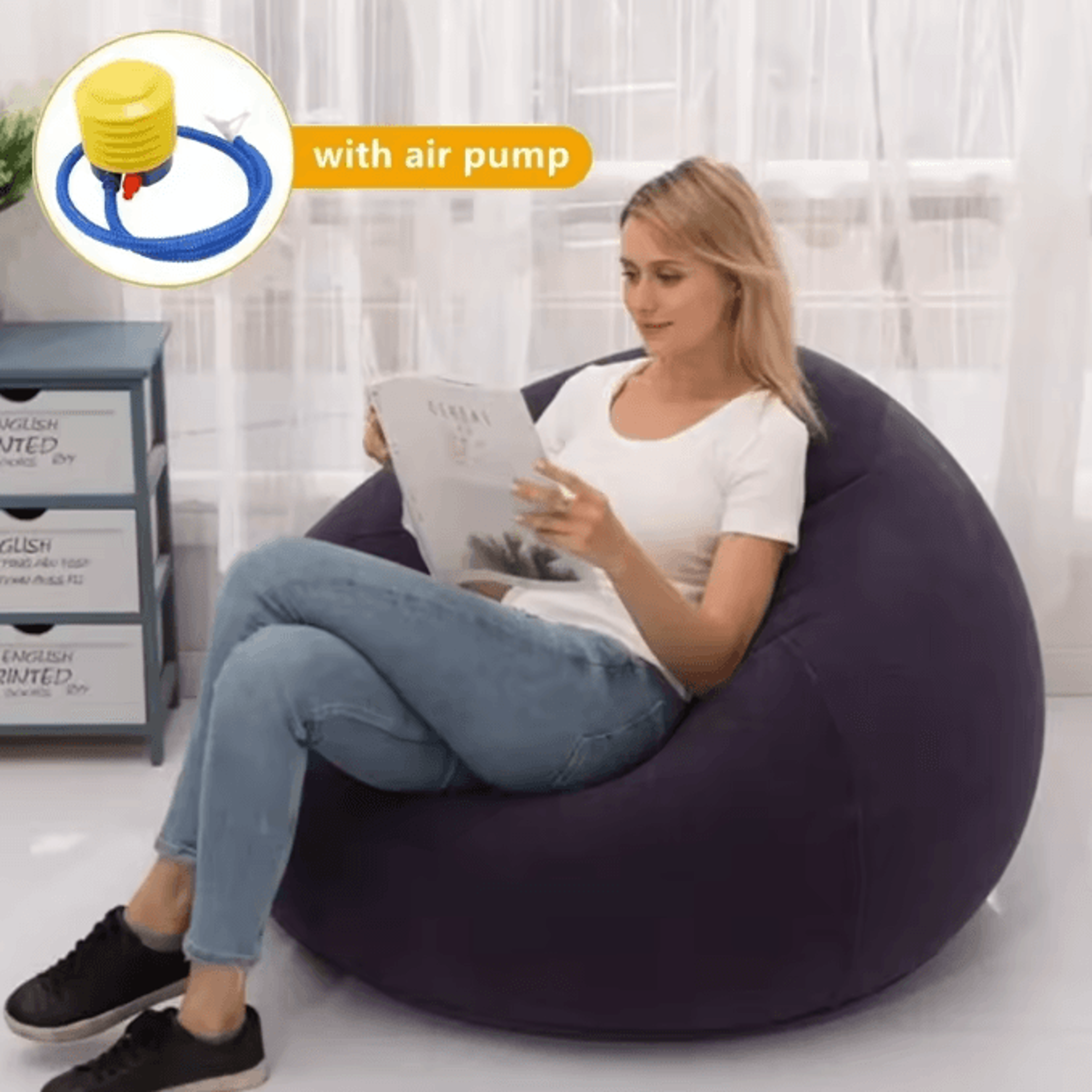 UltraComfort Inflatable Sofa Chair  Portable Lazy Lounger Air Bean Bag Couch 7
