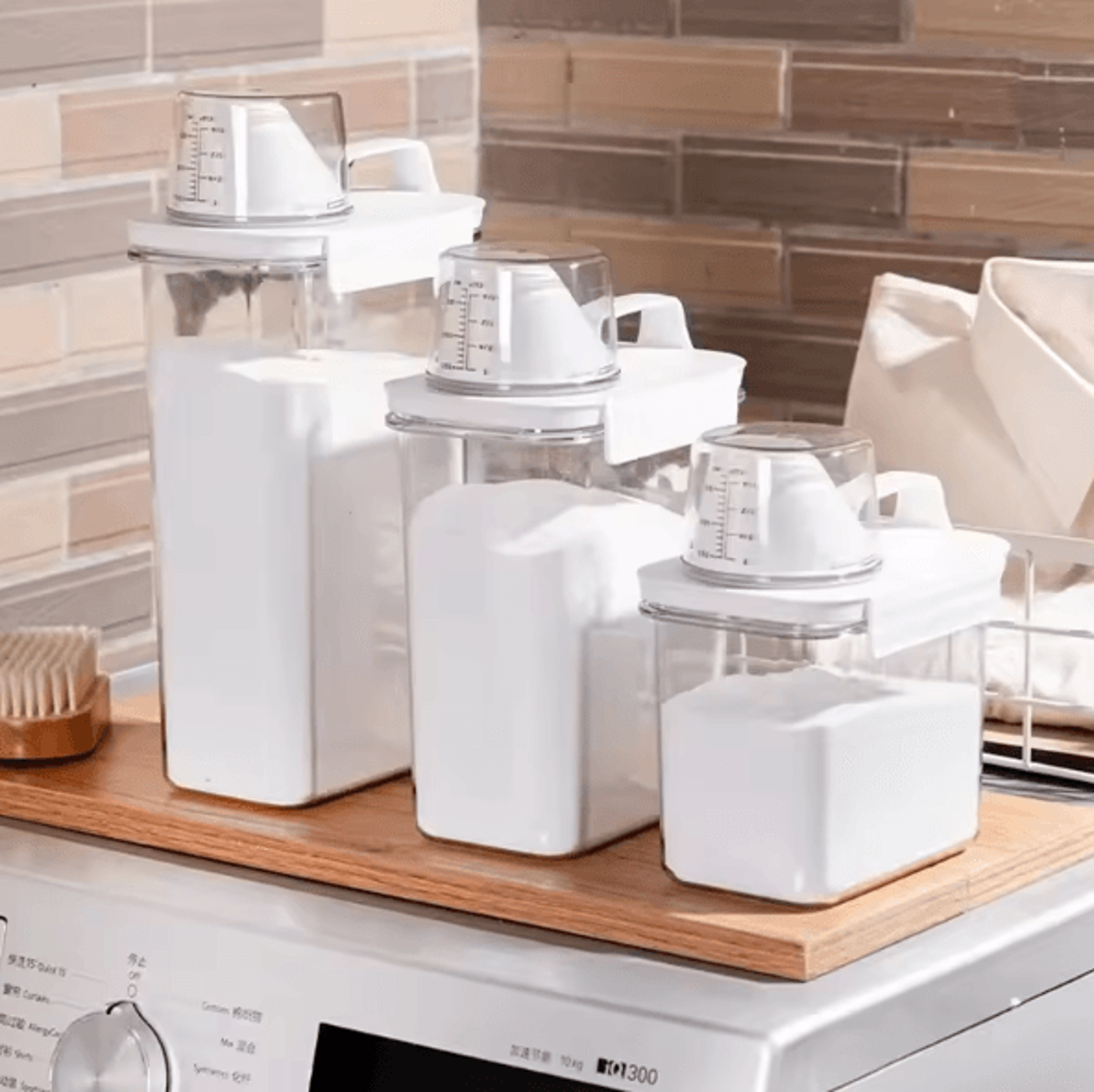 Airtight Laundry Detergent Dispenser  Clear Powder Storage Container With Pour Spout 0